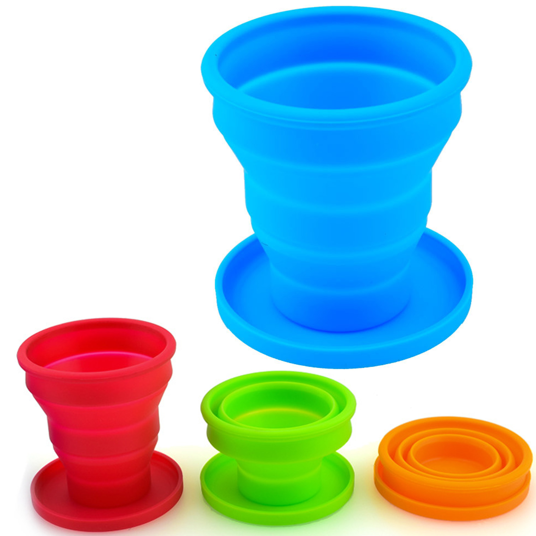 200ml Silicone Folding Travel Cup with Lids 1