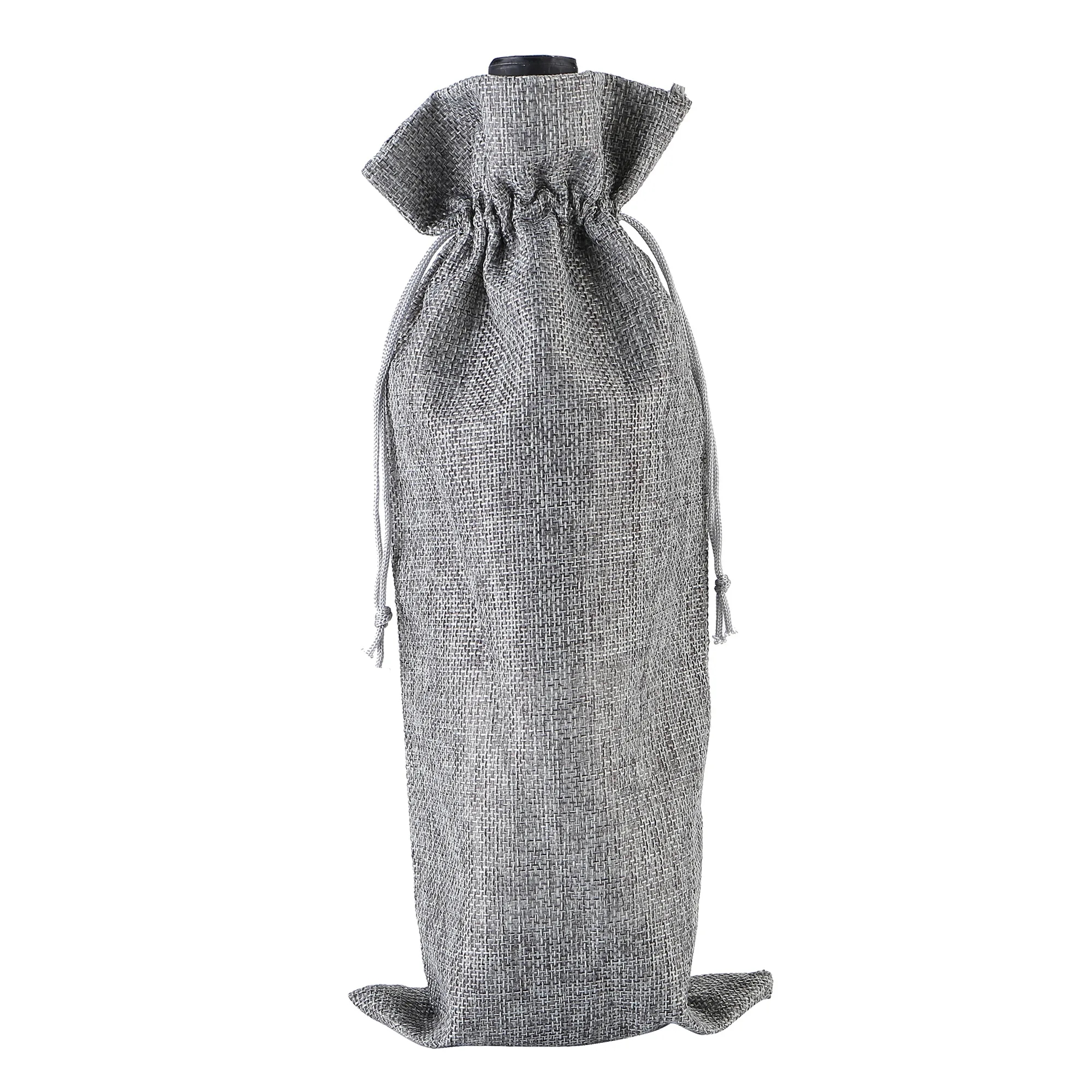 MOQ50 Burlap Drawstring Wine Bottle Gift Bags 3