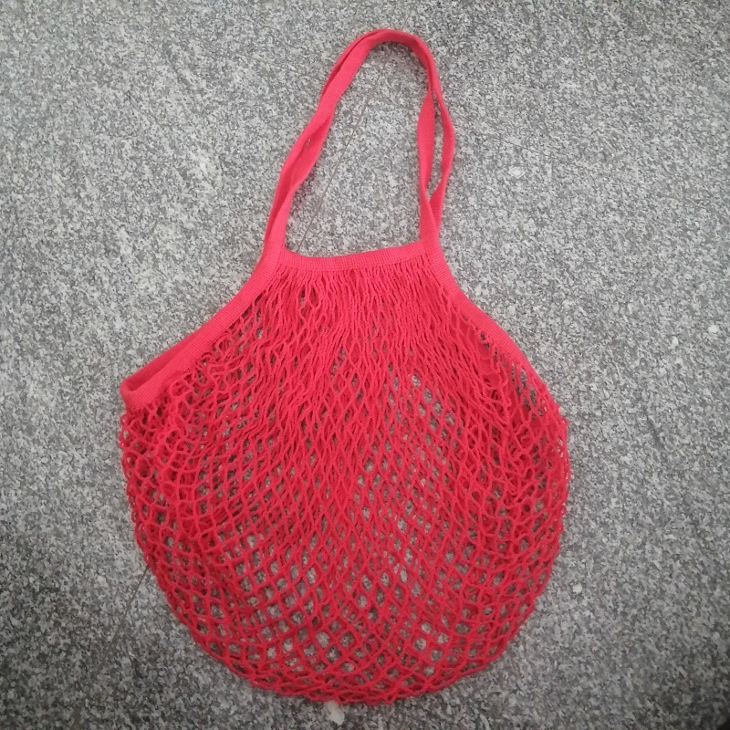 Long Handle Reusable Cotton Mesh Bag for Fruit Vegetables, custom tote bag with logo imprint 10