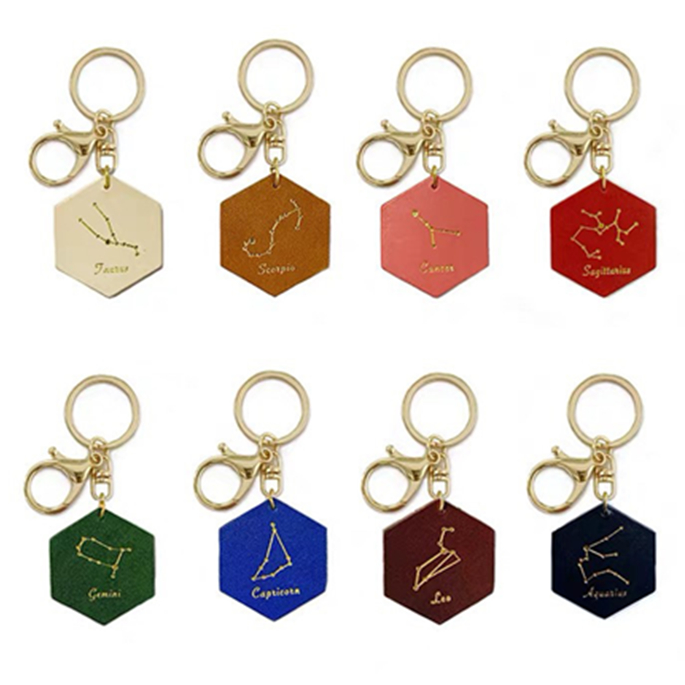 Diamond Shape Leather Key Ring Key Chain 5