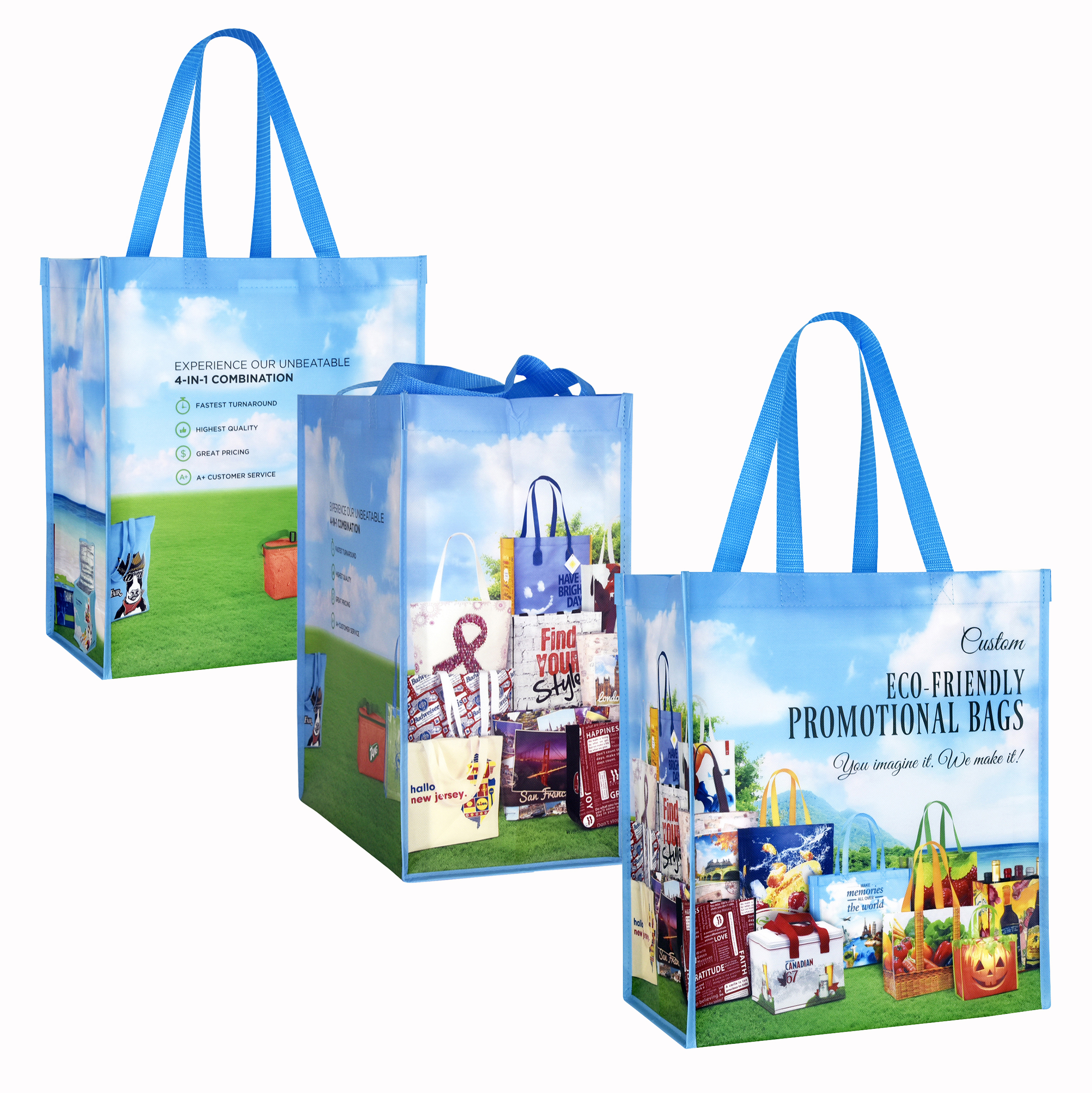 Premimu-Quality Full-Color Eco-Friendly Promotional Bag 13"x15"x8" 3