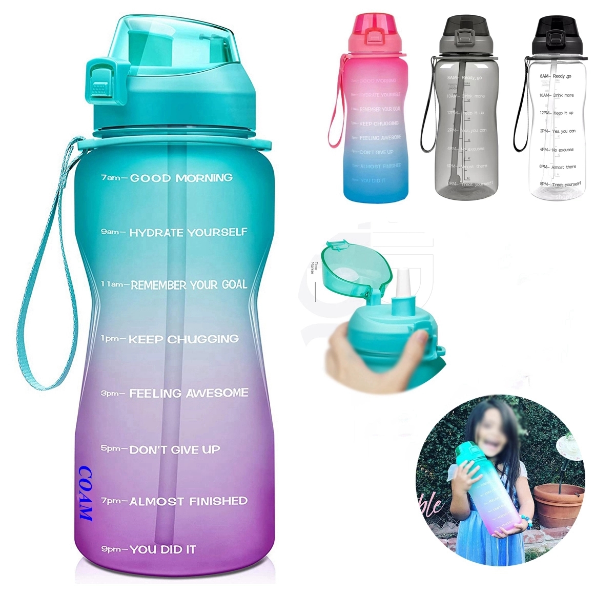 64Oz Water Bottle With Time Marker 5