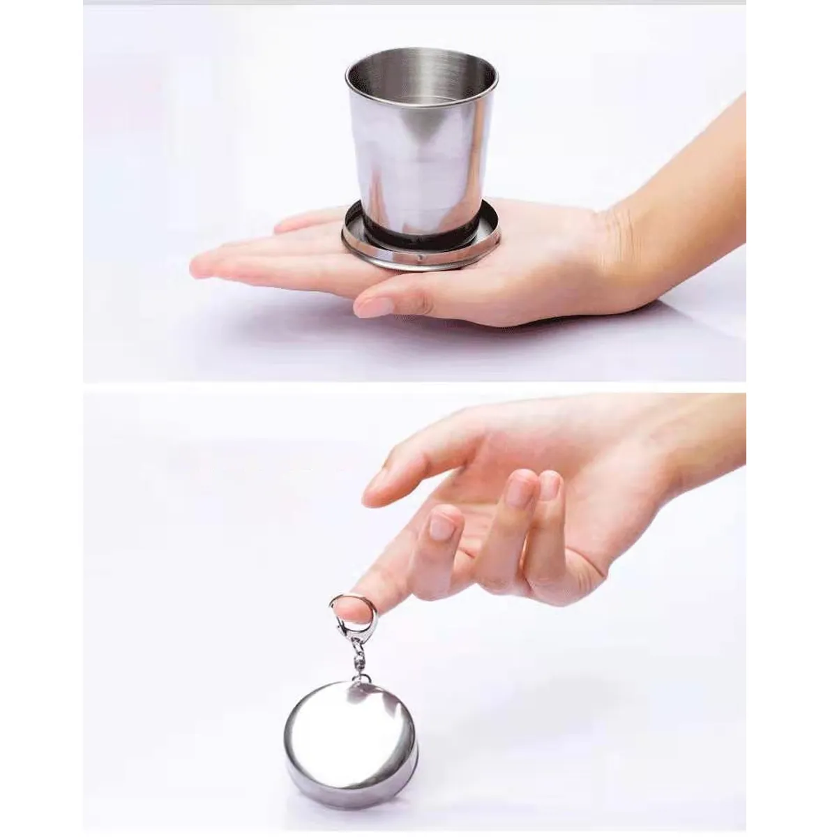 Stainless Camping Cookware Retractable Utensil Folded Cup 5