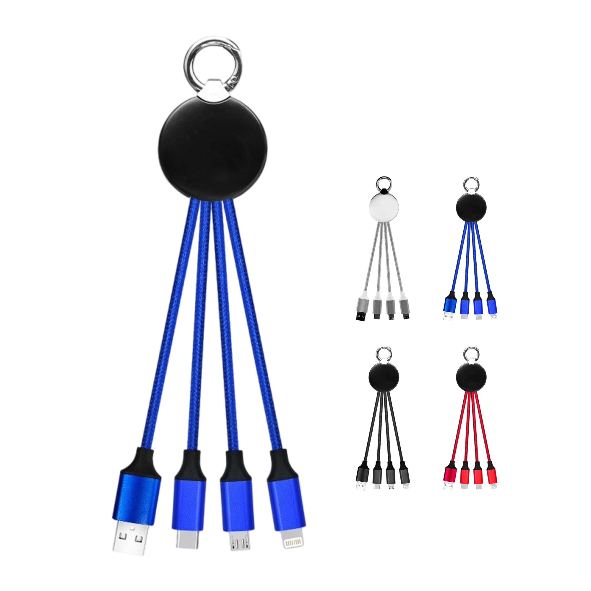 Nylon Three In One Charging Cable With Light Up Logo 7