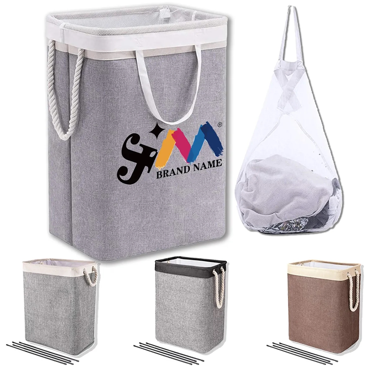 Collapsible Large Laundry Basket Storage Bag With Handles 1