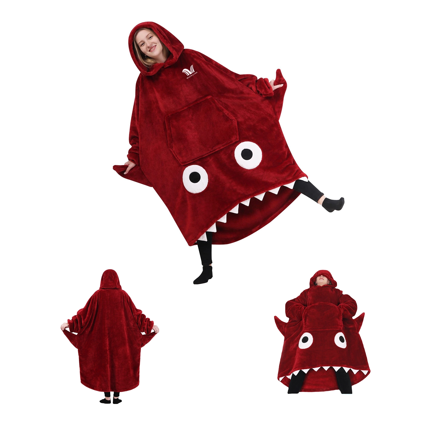 Oversized Microfiber & Sherpa Wearable Blanket, custom hoodie or sweatshirt with logo imprint 2