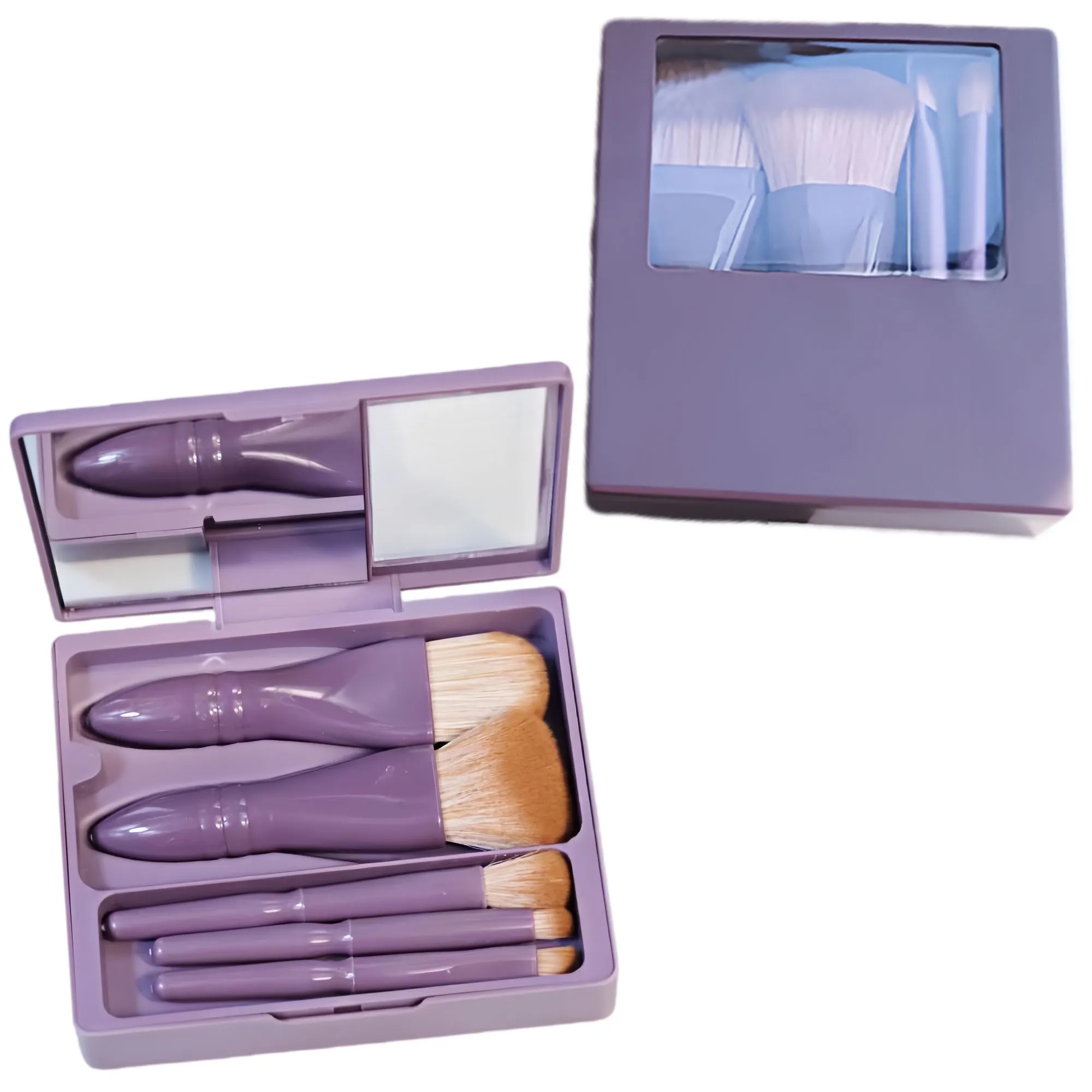 Portable 5-Piece Makeup Brush Set With Mirror 7
