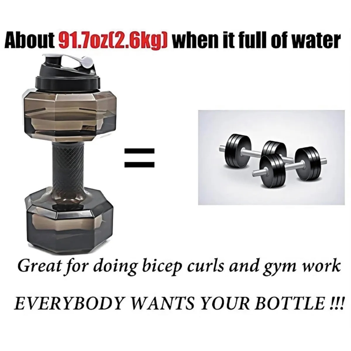 75 oz Custom Unique Flip Top Lid Dumbbell Water Bottle 5