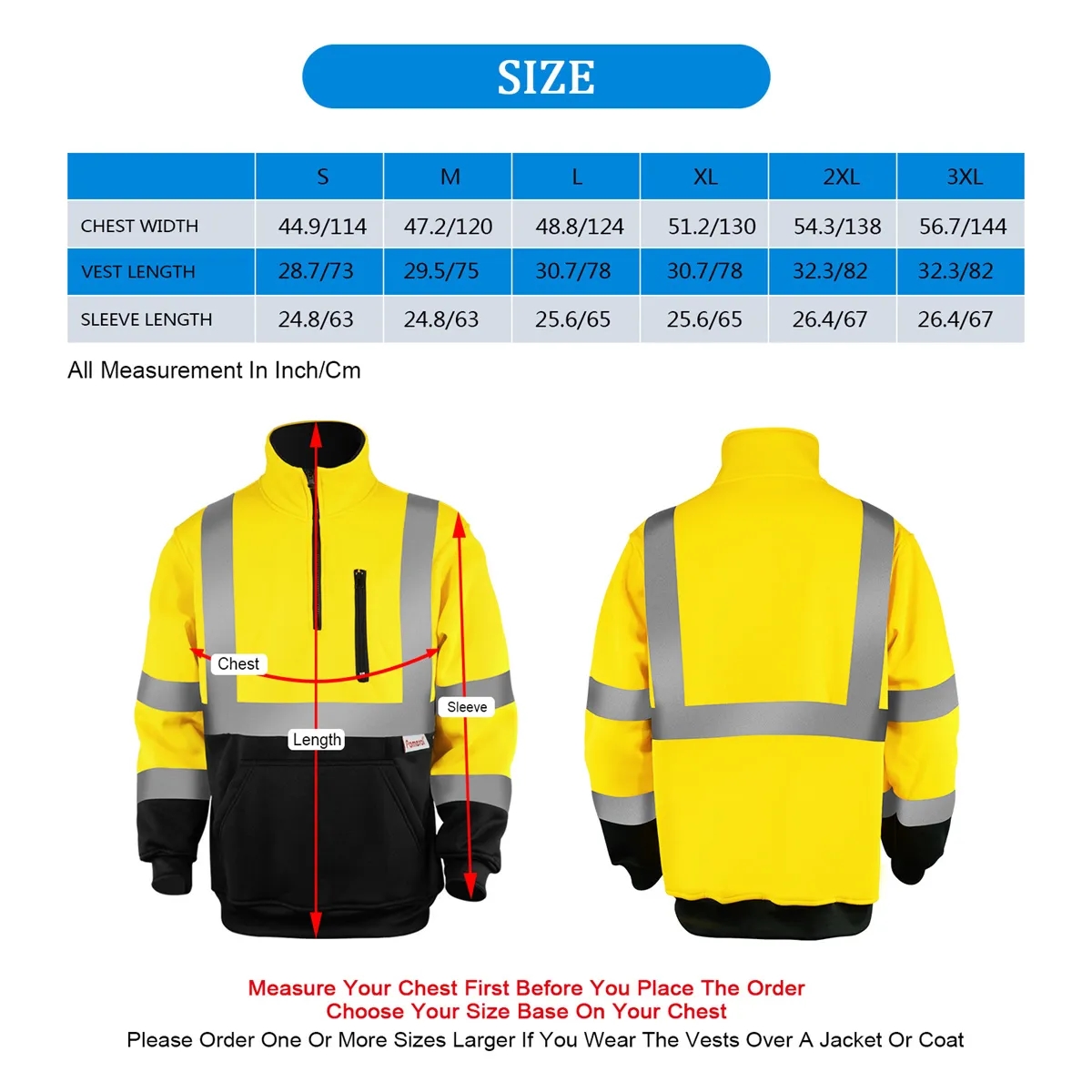 PREMIUM HI VIZ COLOR BLOCK SAFETY QUARTER ZIP WITH POCKET 6