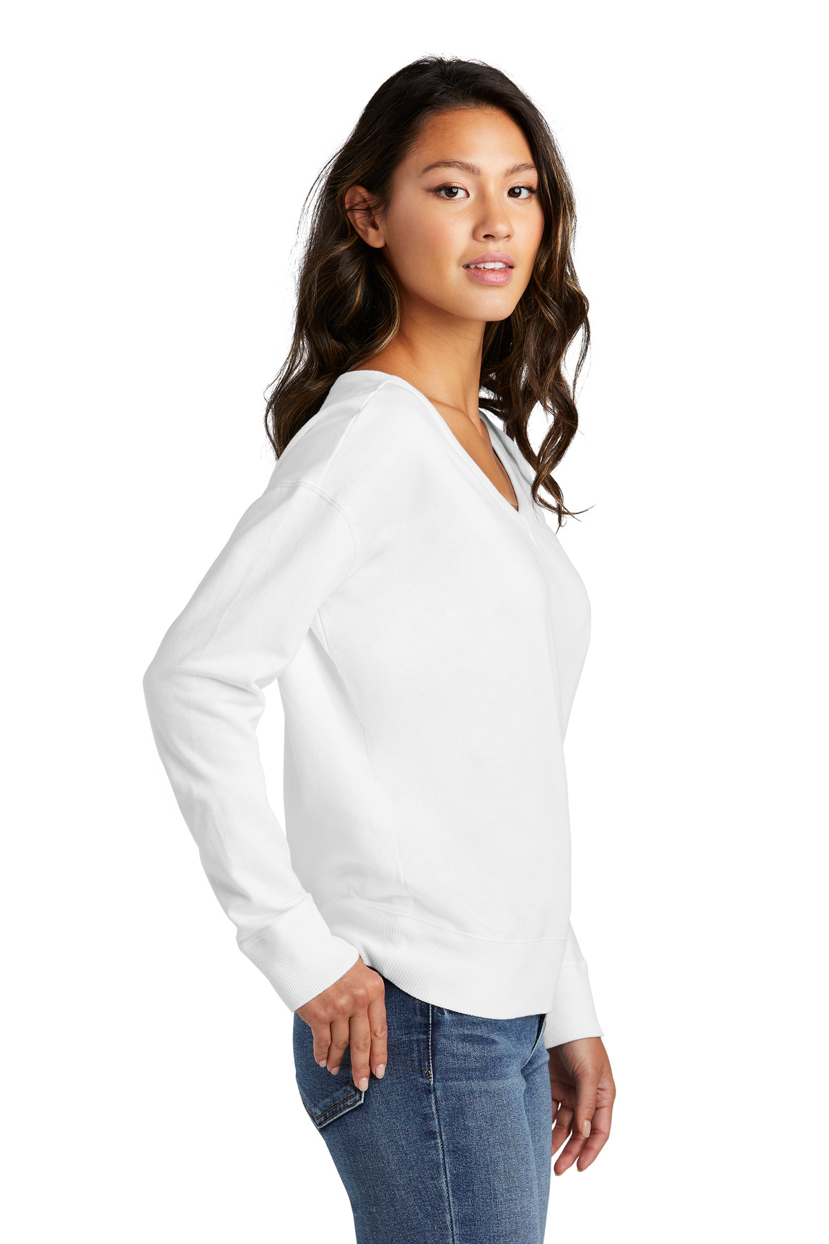 Port & Co Women's Beach Wash Garment-Dyed V-Neck Sweatshirt LPC098V 33