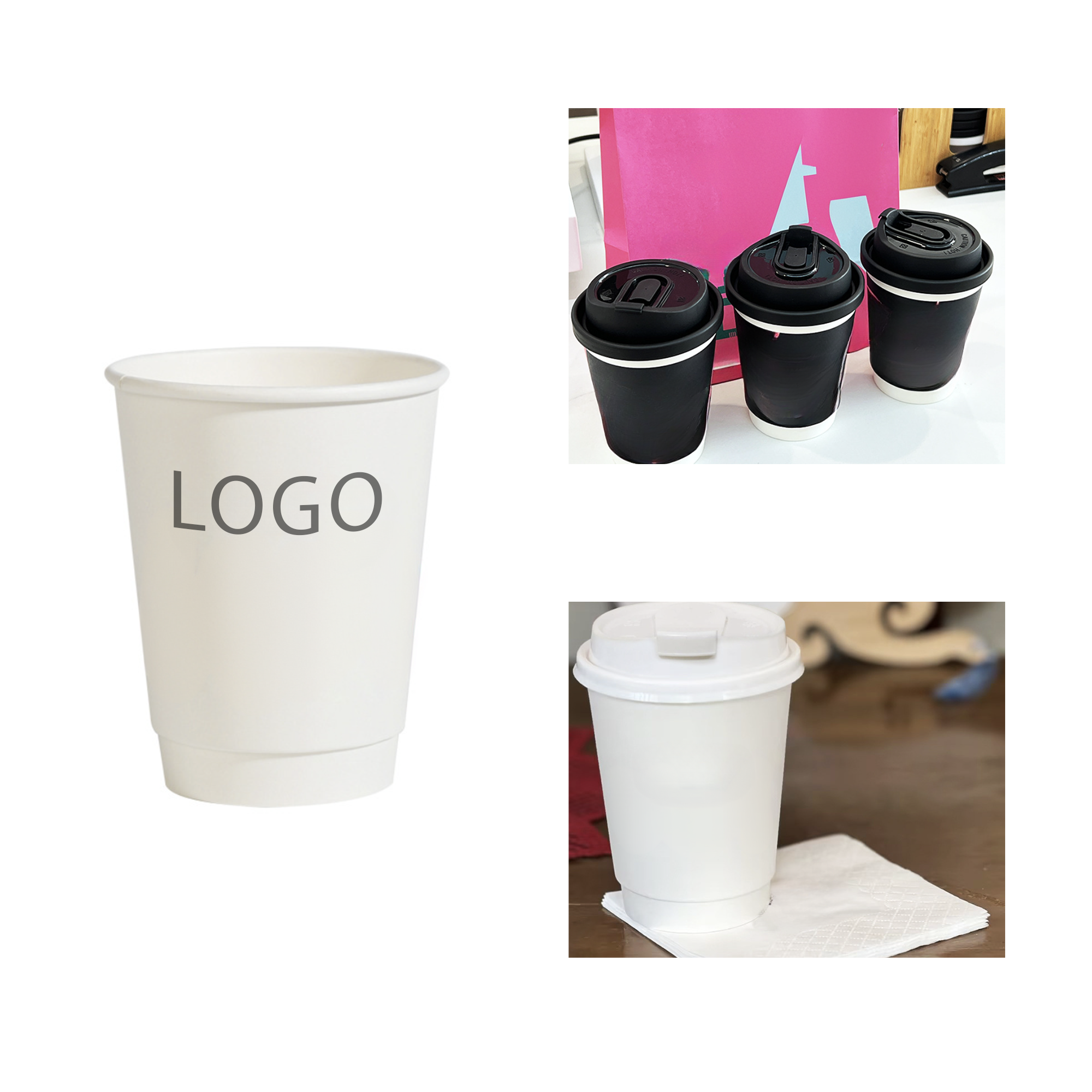 16oz Customizable Disposable Coffee Cup, custom paper cup with logo imprint 2