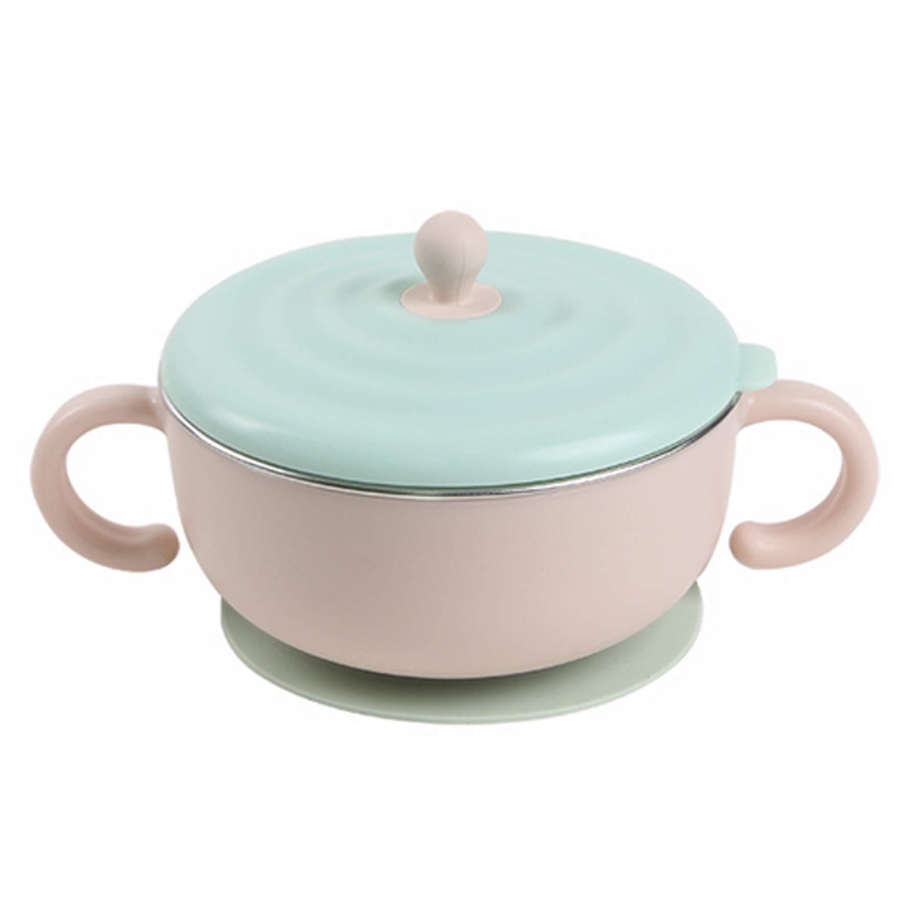 Stainless Steel Baby Food Bowl W/ Plastic Handle And Lid 3