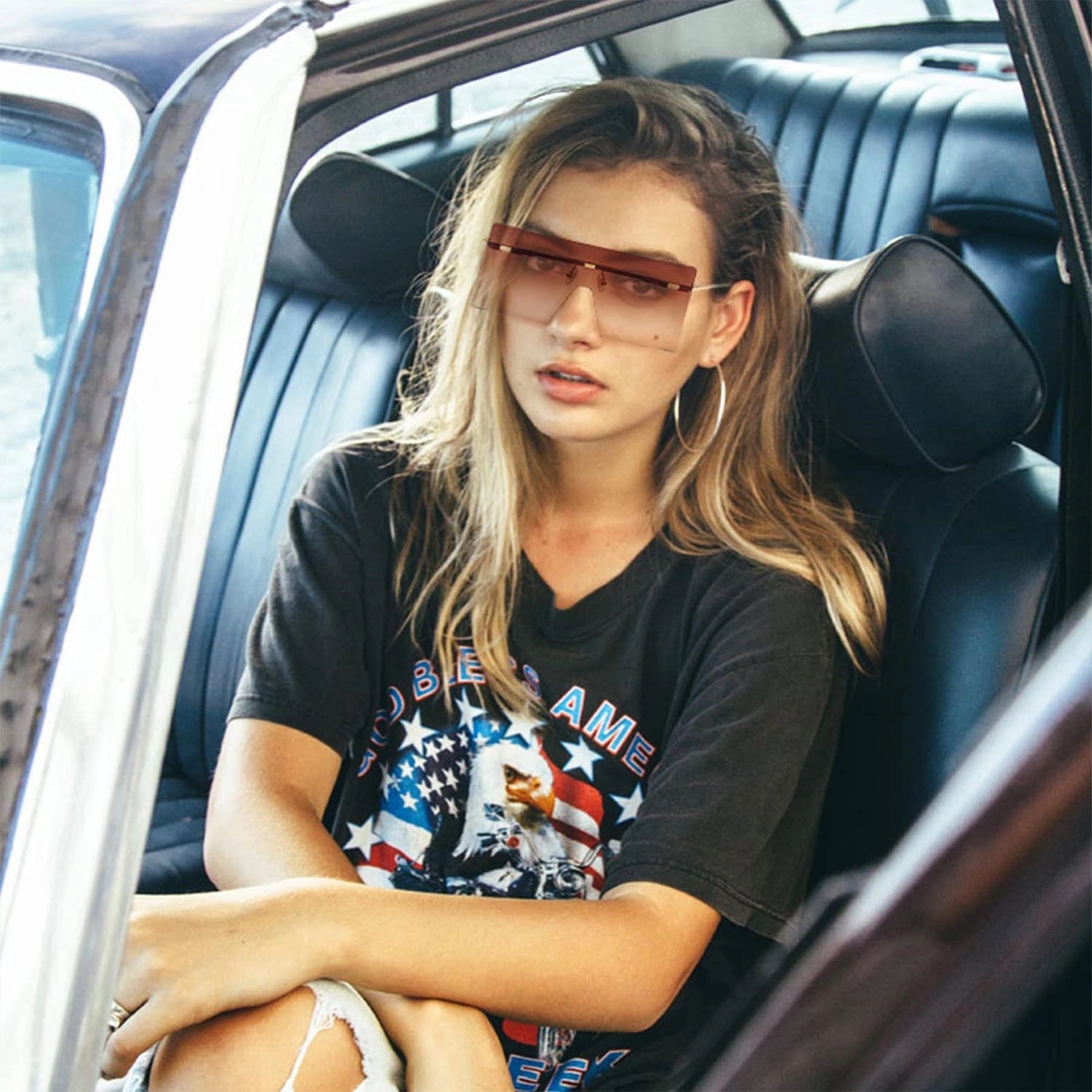 Retro Rimless Rectangle Sunglasses 9