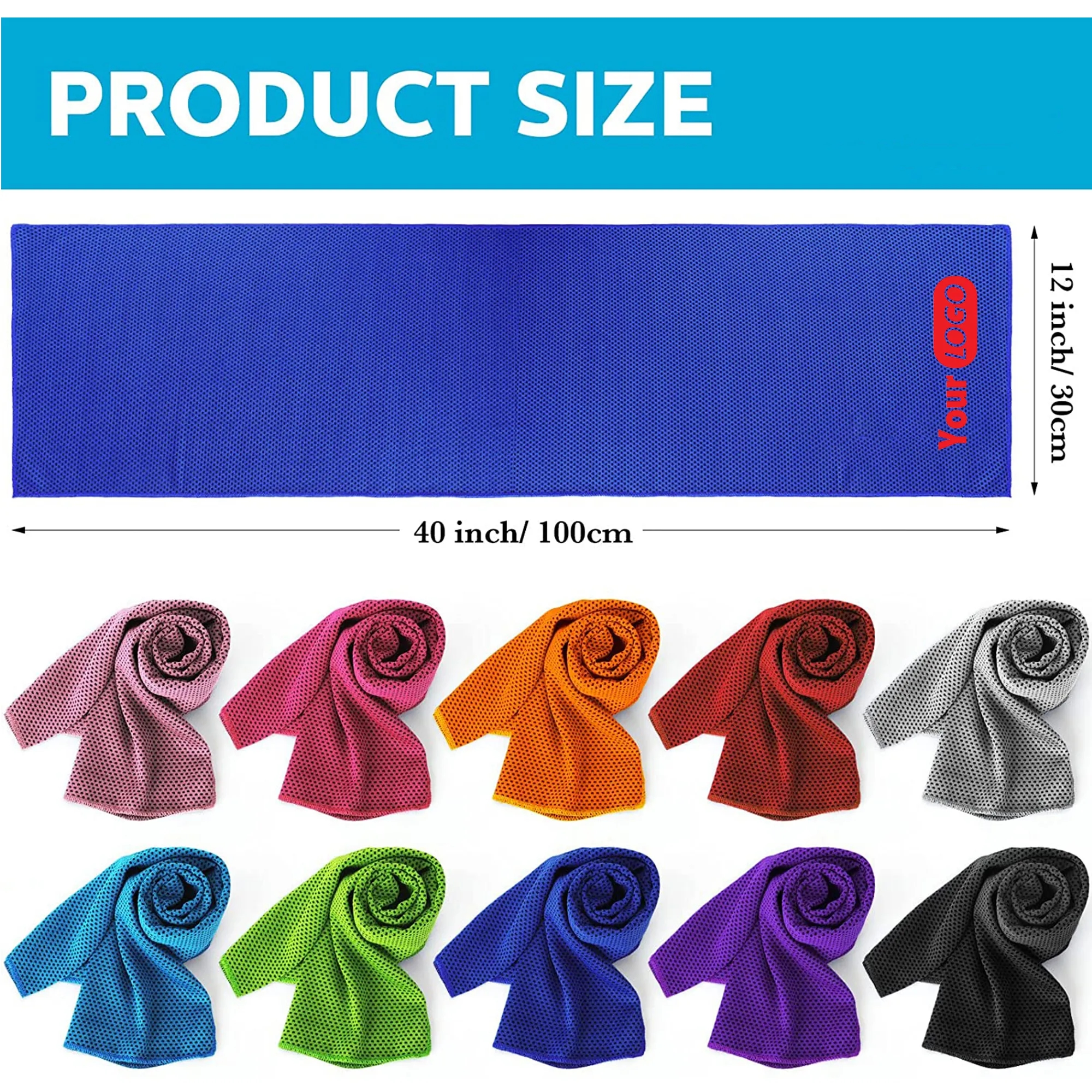 40" x 12" Microfiber Ice Cooling Towel With Carabiner 3