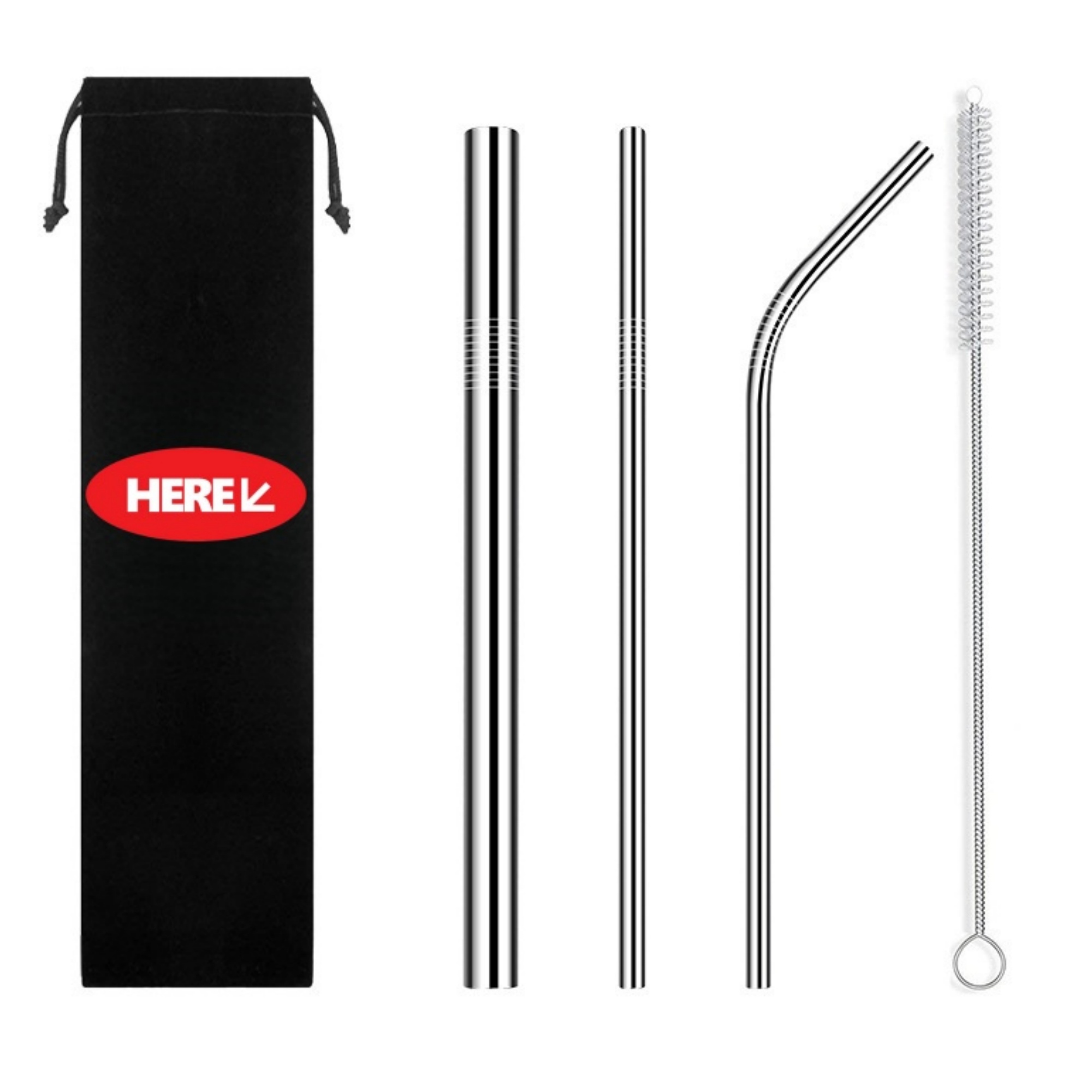 3 in 1 Reusable Stainless steel Drinking Straw Set 3