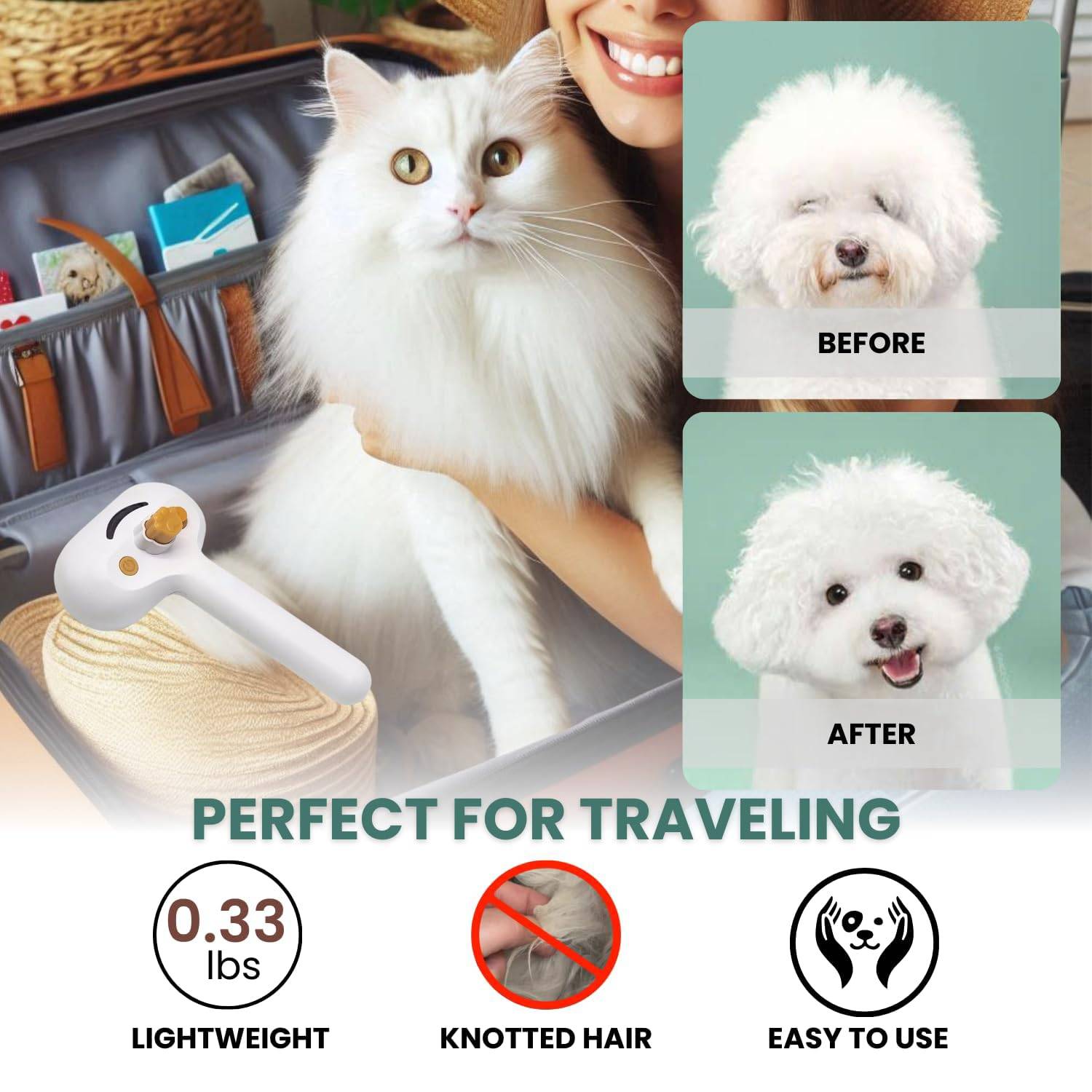 Steam Pet Brush – Spray Hair Removal Comb for Cats & Dogs 6