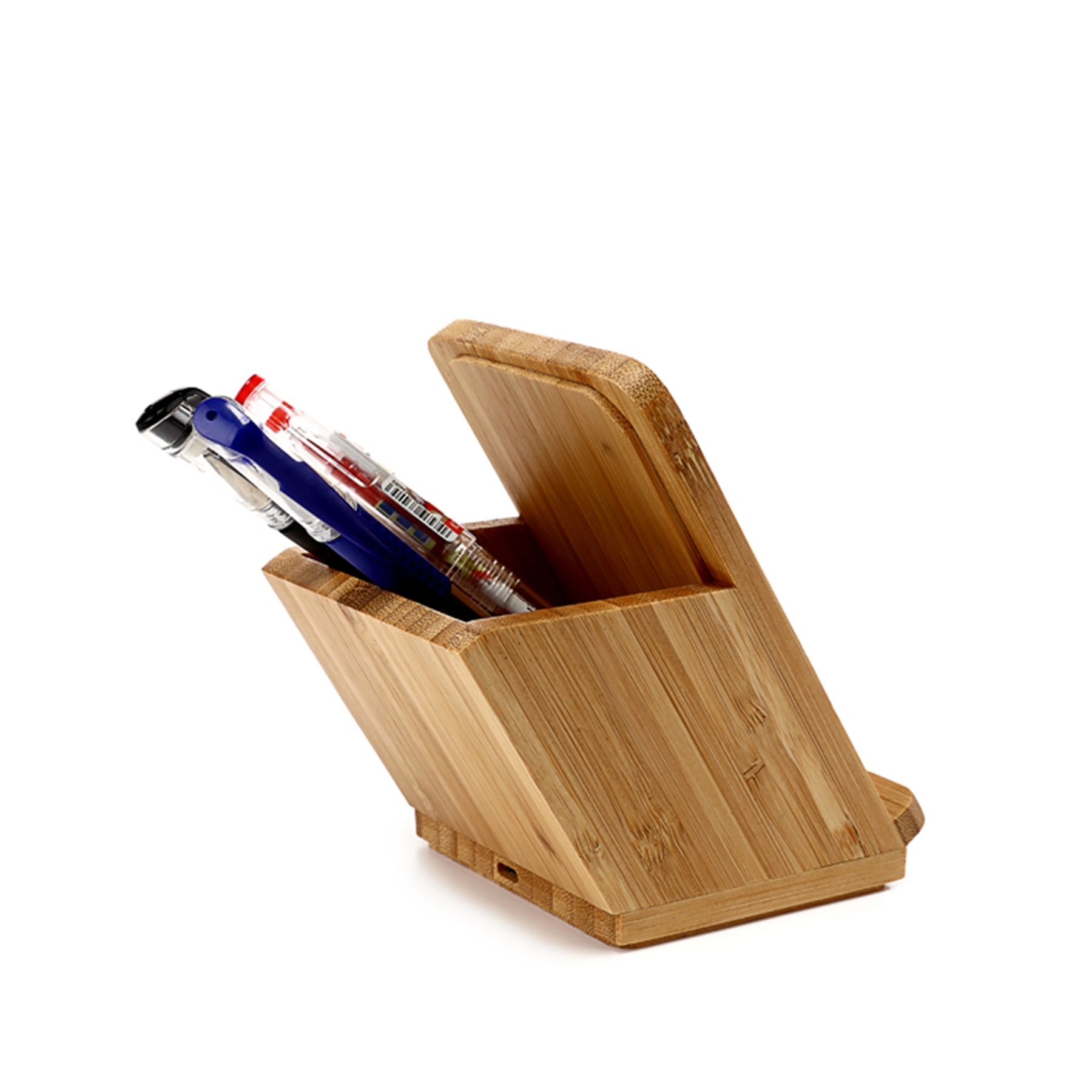10w Bamboo Wood Wireless Charger Stand Pen Box 1