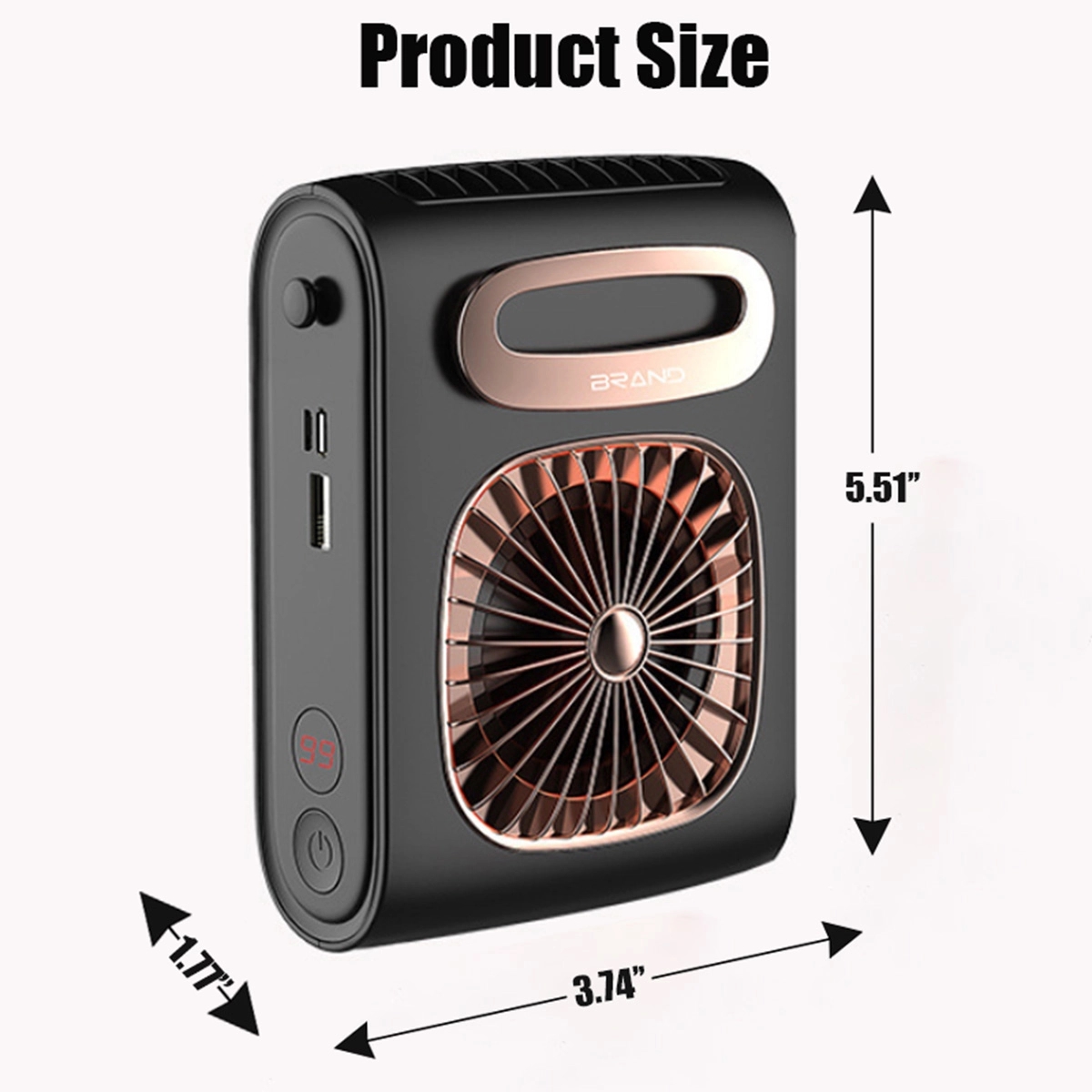 2 In 1 10000mAh USB Rechargeable Power Bank Luxury Waist Fan 11