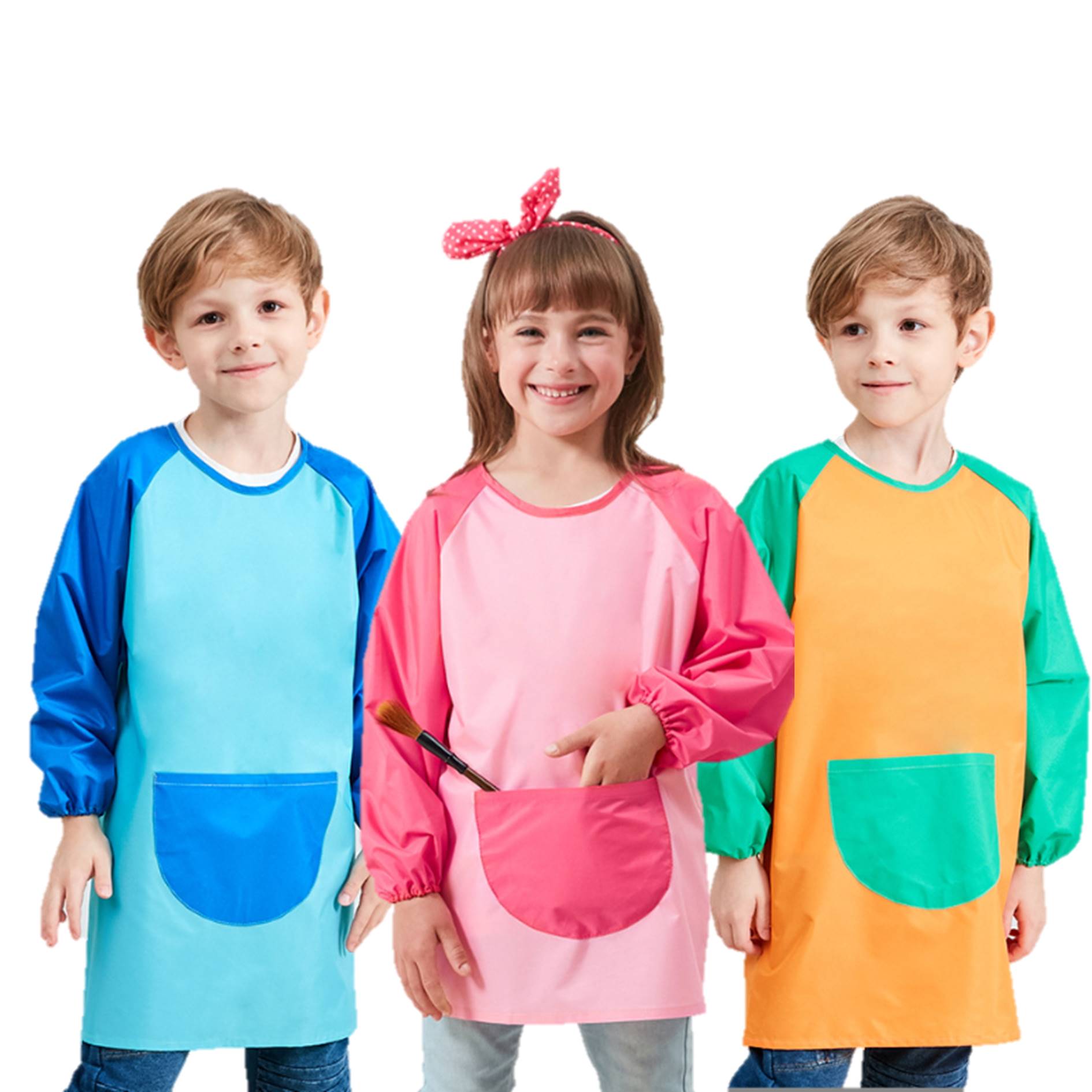 Custom Waterproof Kids Apron w/Long Sleeve, custom youth shirt with logo imprint 2