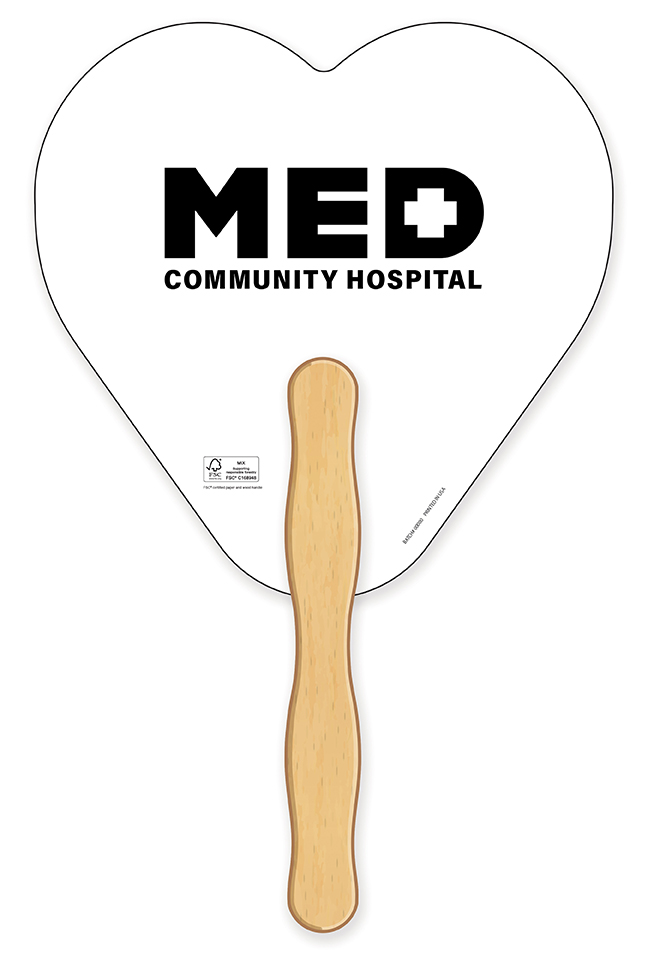 HAND FANS - Full Color, Heart Shaped Hand Fan 4