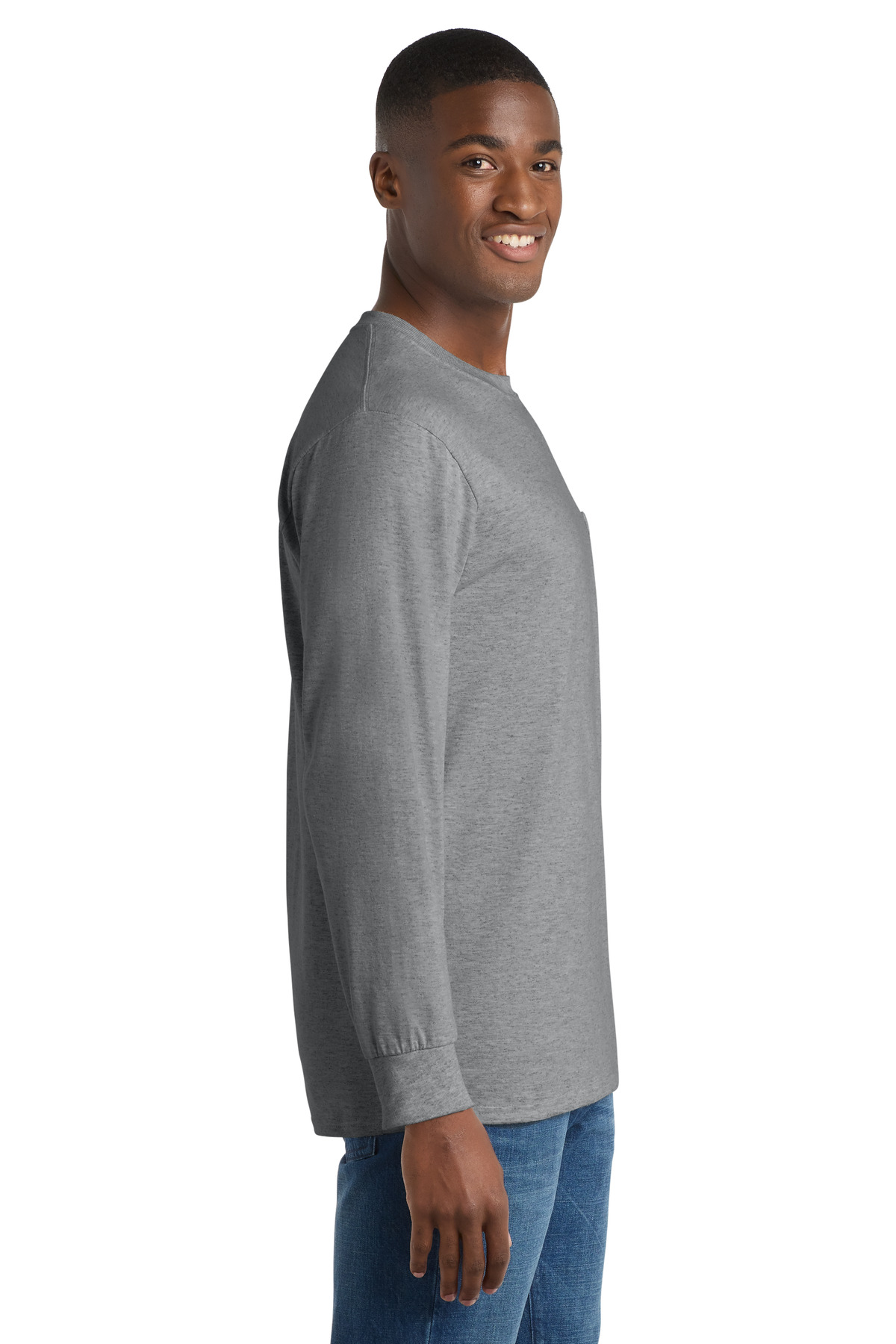 Port & Co Long Sleeve Essential Pocket Tee. PC61LSP 63