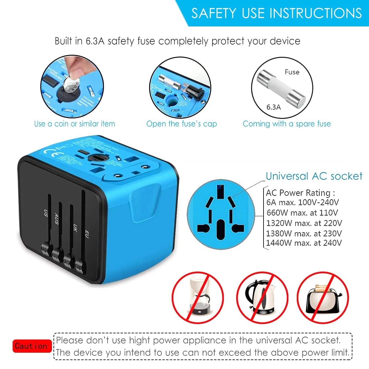 Worldwide Travel Plug Adapter with Customized Logo 2