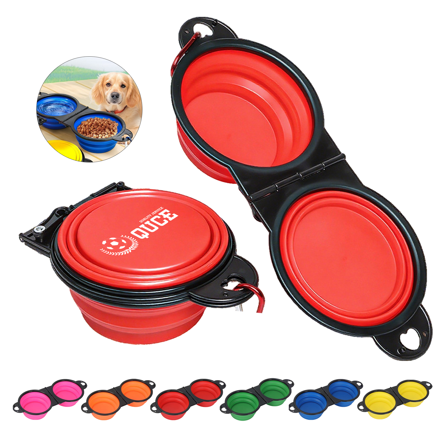 Outdoor Portable 20OZ 2-in-1 Foldable TPE Pet Bowl 1