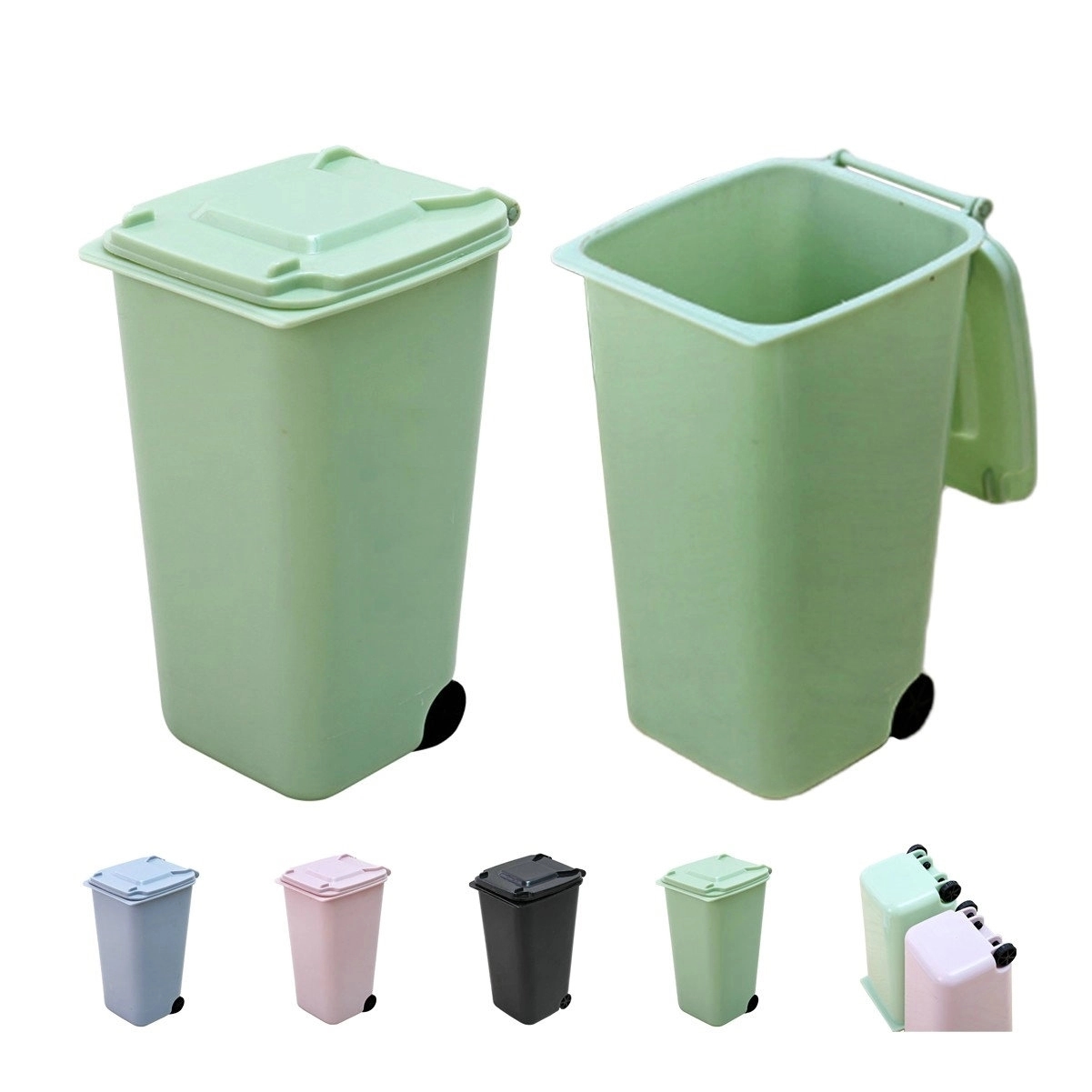 Mini Wheel Bin Classified Desktop Trash Cans MOQ50pcs 2