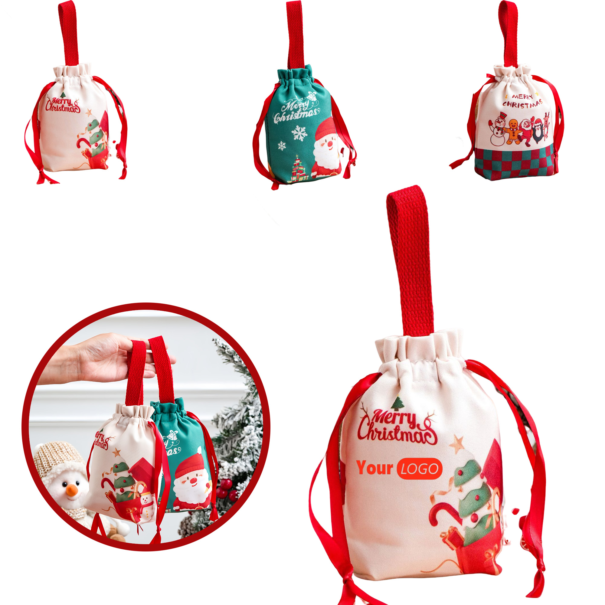 Christmas Drawstring Canvas Bag 4