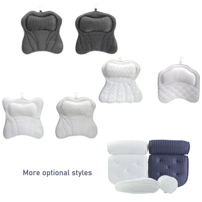 3D Mesh Bath Pillow Back Neck Support Portable Washable 4