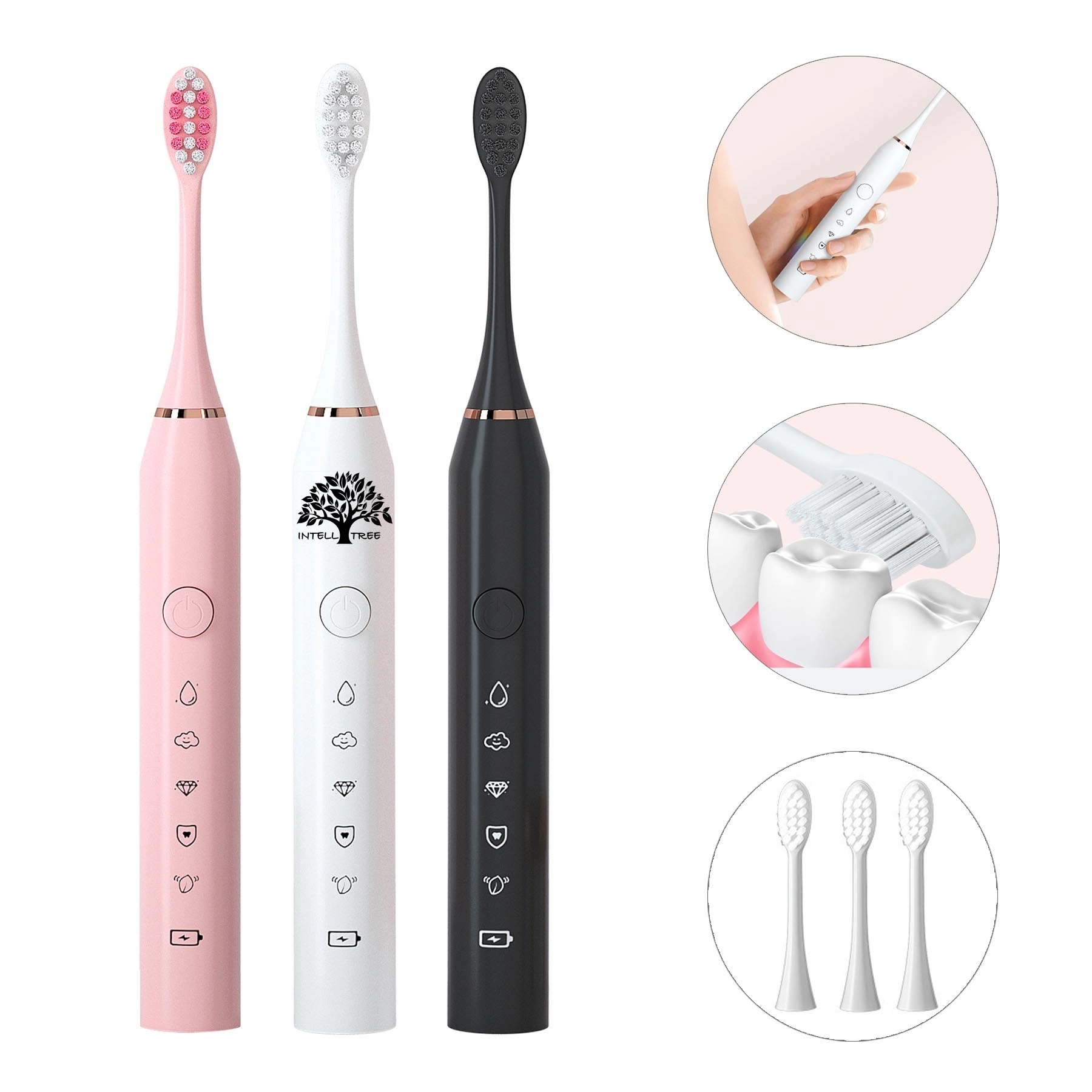 Electric Toothbrush With 3 Heads Rechargeable 1