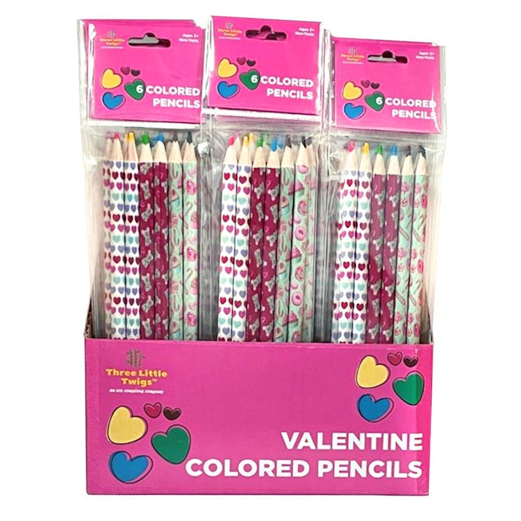 Colored Pencils - Valentine Foil Wrapped 6 Colors 1