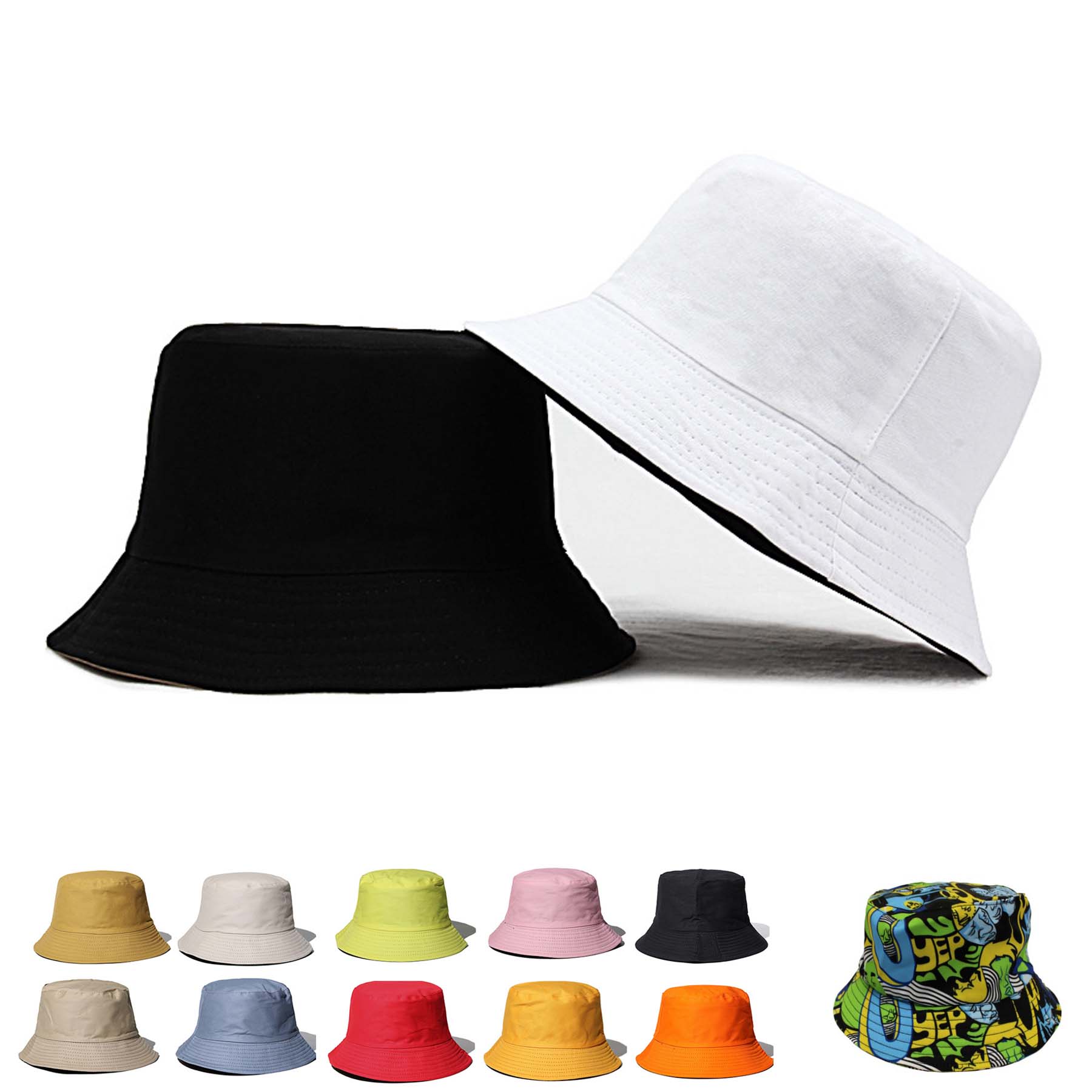 Dual Side Cotton Bucket Hats 1