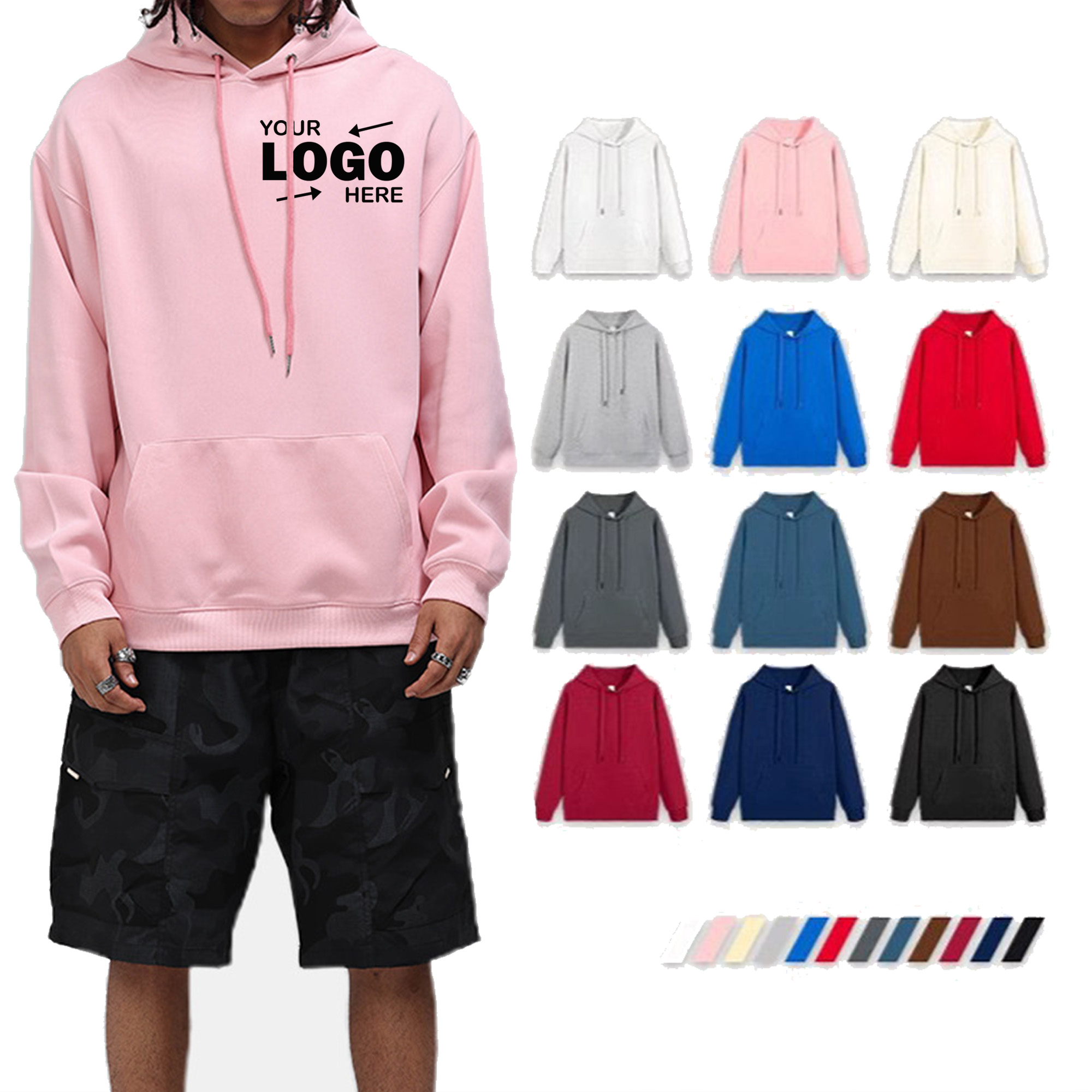 100% Cotton Unisex Loose Fit Sports Hooded Sweatshirt, custom hoodie or sweatshirt with logo imprint 2