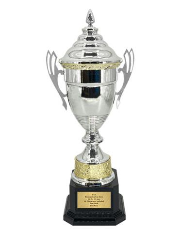 Cup Trophy: 24" Premium Rome style SILVER Metal cu 2