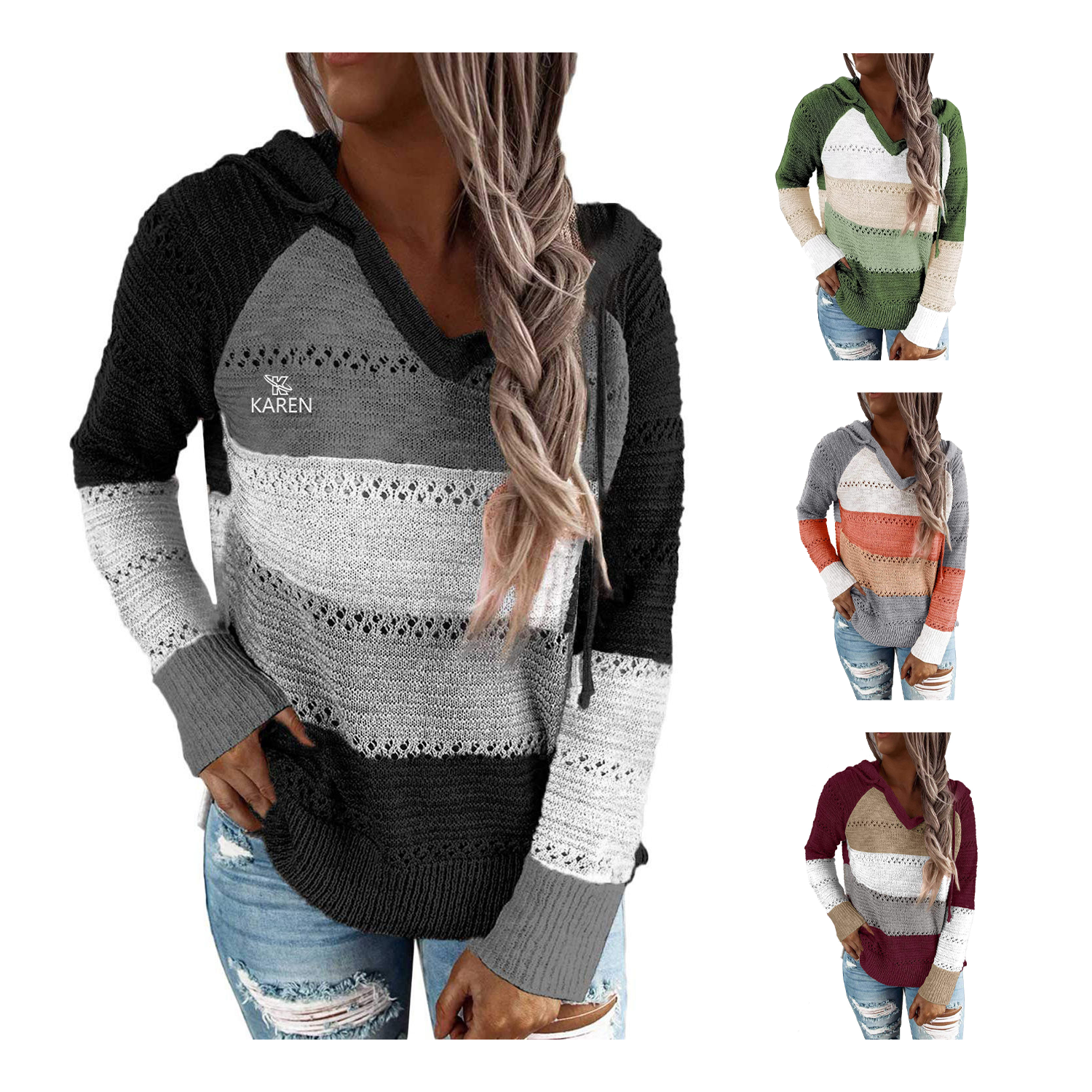 Womens Casual Long Sleeve Zip Up Hooded Sweatshirts 10