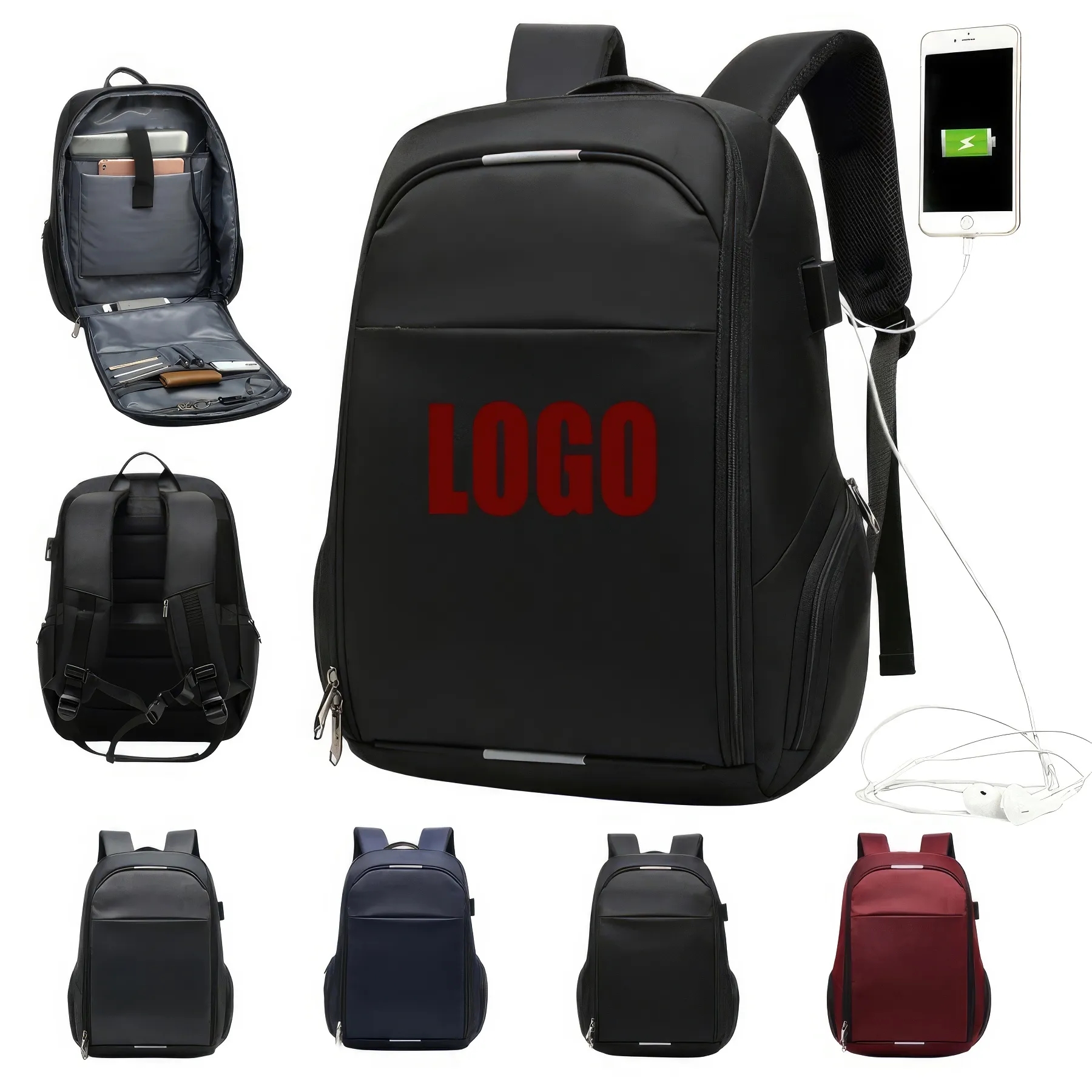 Business Travel School Laptop Backpack with USB Port 1