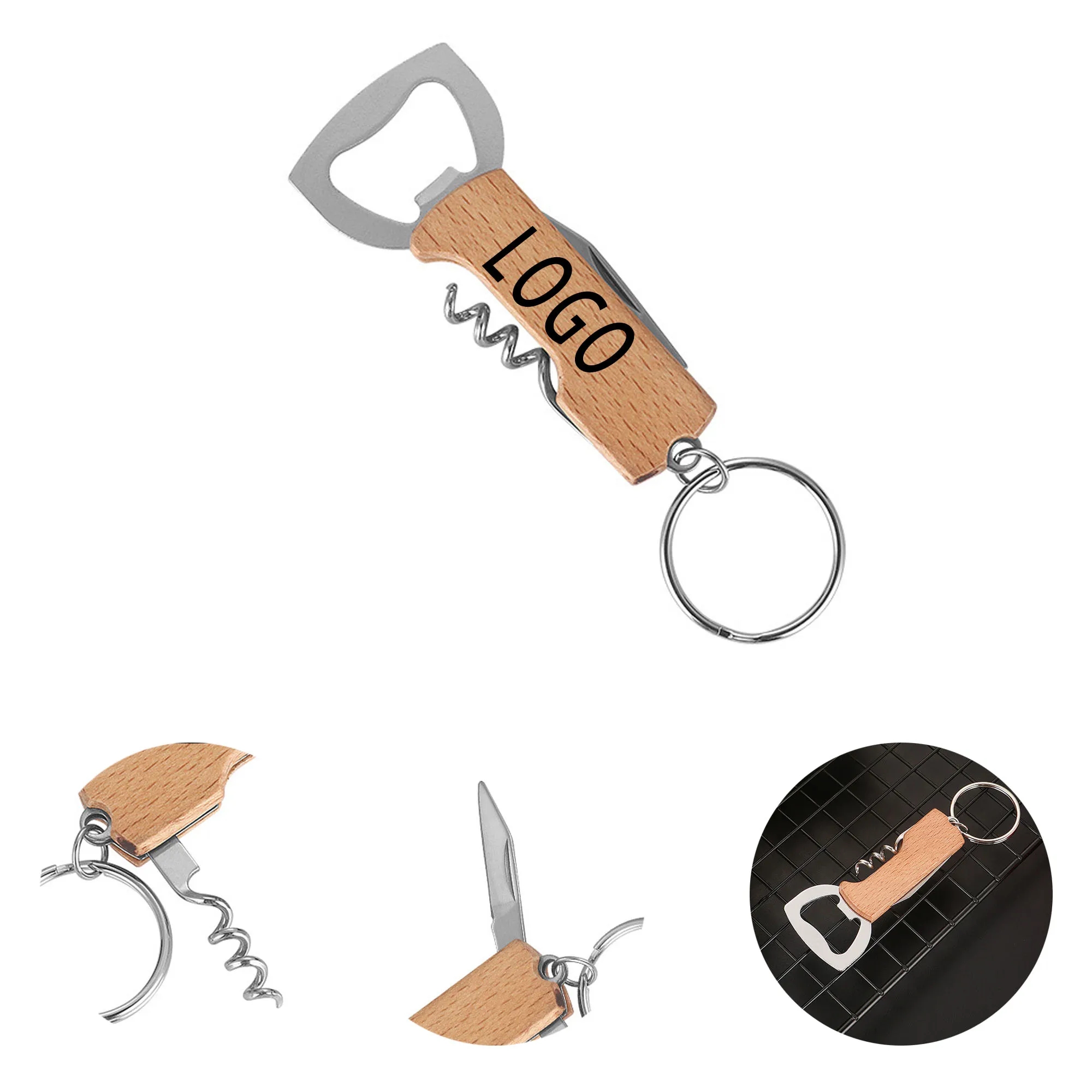 Wooden Handle Bottle Opener With Logo For Party