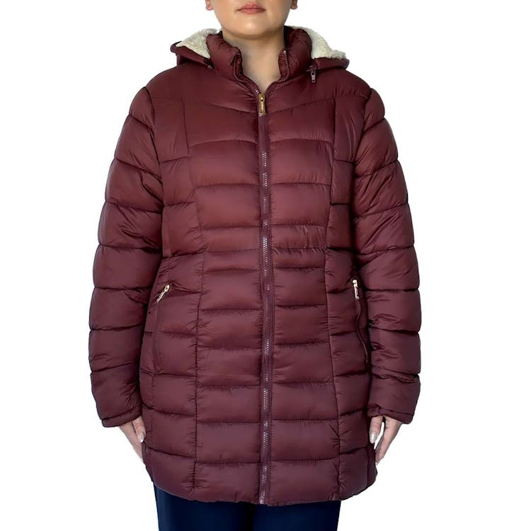 Women's Three-Quarter Quilted Jackets Merlot S-XL 1