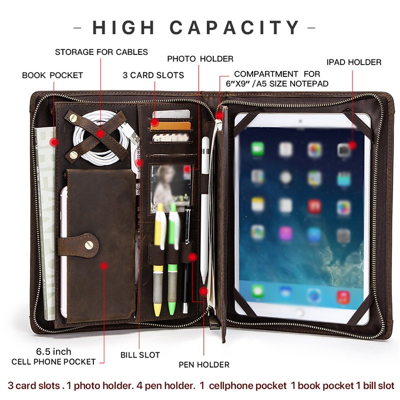 Multi-Functions Business Portfolio Pad Case With Notepad Holder 4