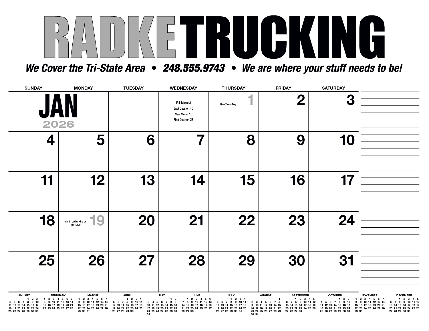 HotLine® Products 13-Month Desk Pad Calendar 4