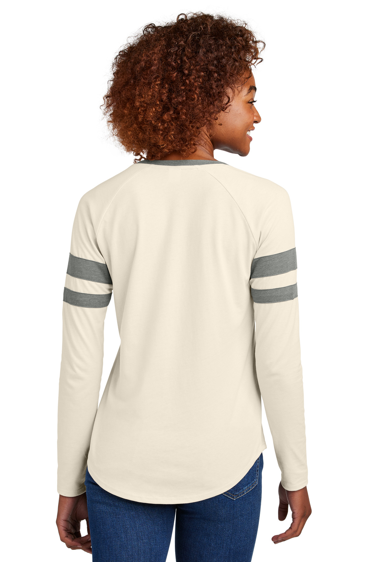 Sport-Tek Women's Halftime Stripe Long Sleeve V-Neck Tee LST6043 1