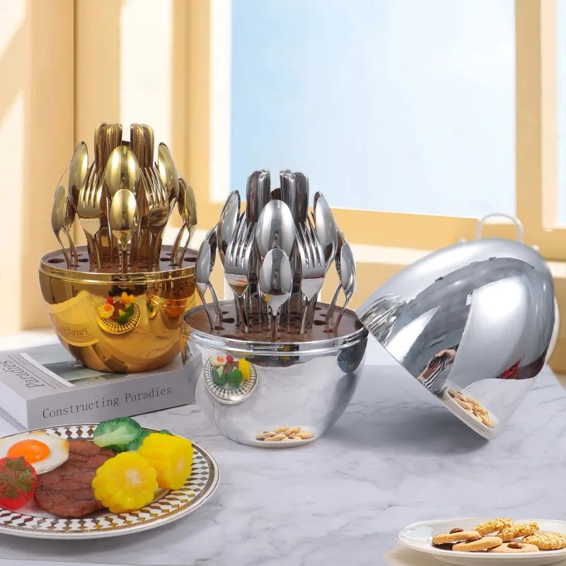 Egg-Shaped Stainless Steel Silverware Flatware Cutlery Set 1