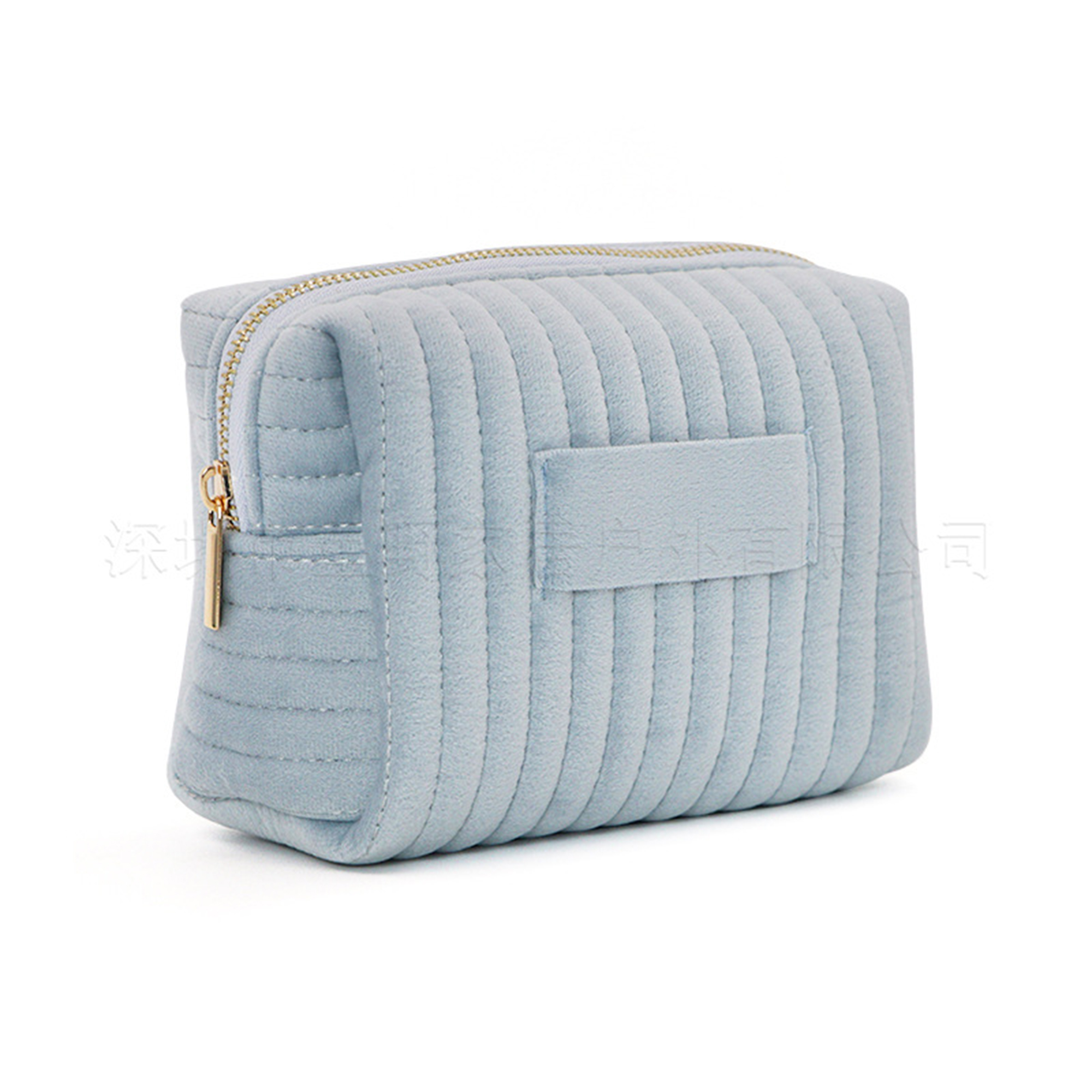 Quilted Velvet Cosmetic Organizer With Gold Zipper 8.66" x 5.9" x 6.3" 2