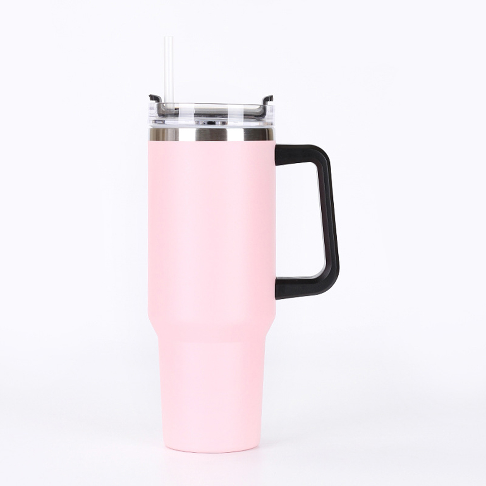 30OZ Double Walls Stainless Steel Auto Tumbler With Straw And Handle 5