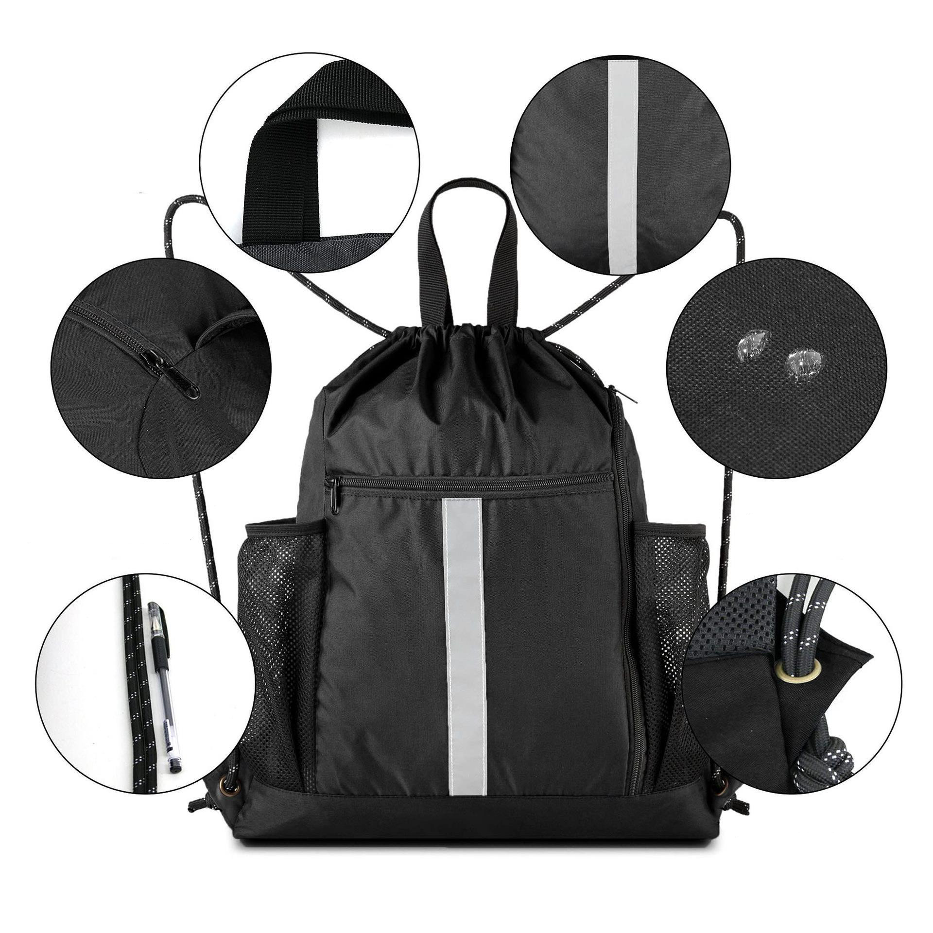 Drawstring Backpack With Shoe Compartment and Water Bottle 17