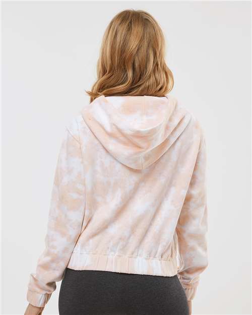 Women's Sueded Fleece Tie-Dyed Crop Hooded Sweatshirt - W23718 25