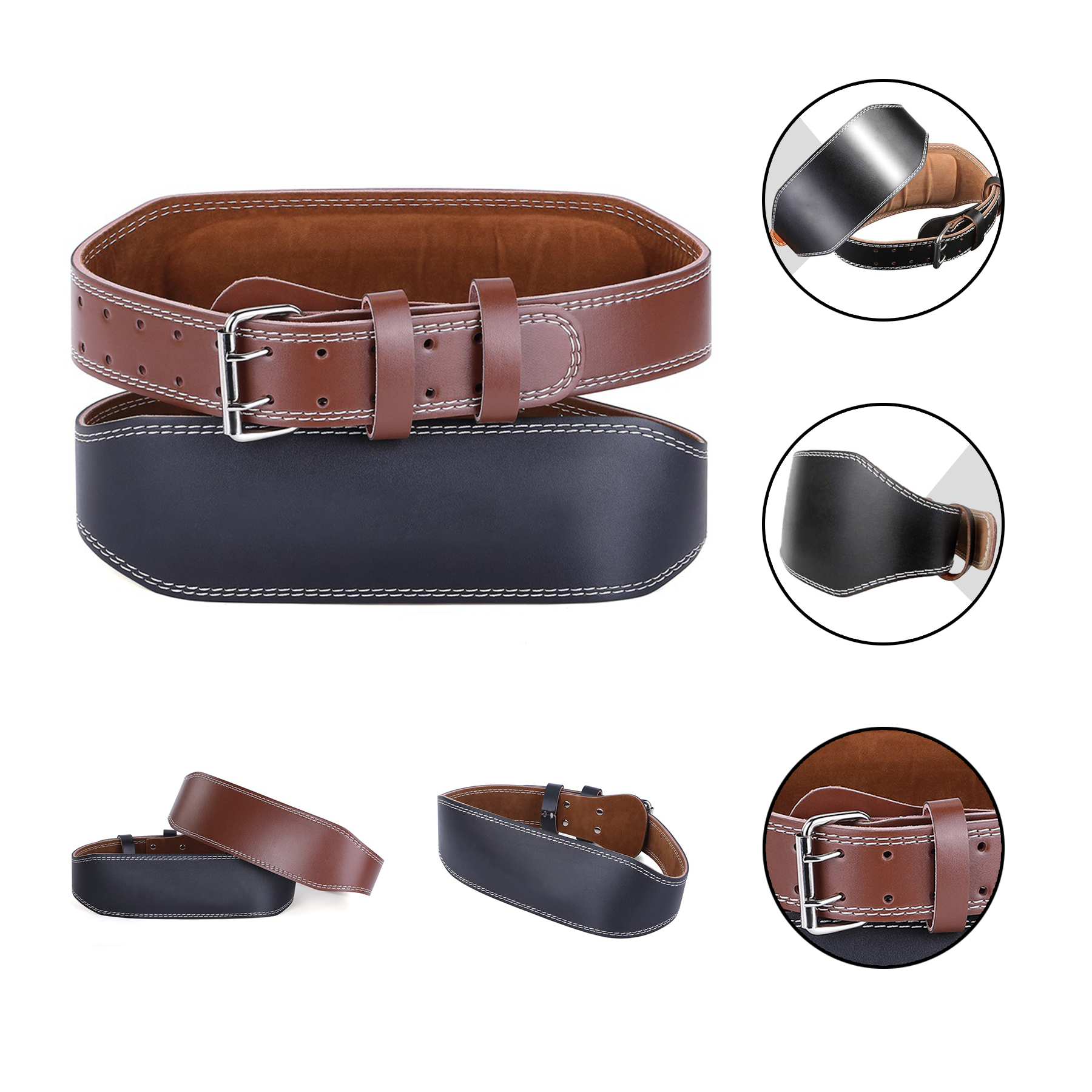 Weightlifting Belt Leather Double Prong Power 1