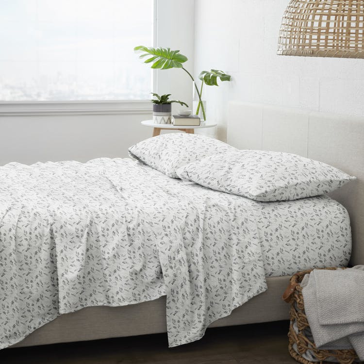 Flannel Bed Sheets - Botanical Full 4 Set 1