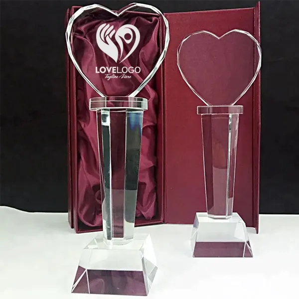 Crystal Heart Shape Trophy Wedding Anniversary Gift 3